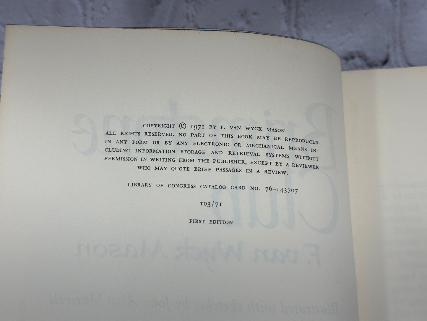 Brimstone Club By F. van Wyck Mason [1st Edition · 1971]