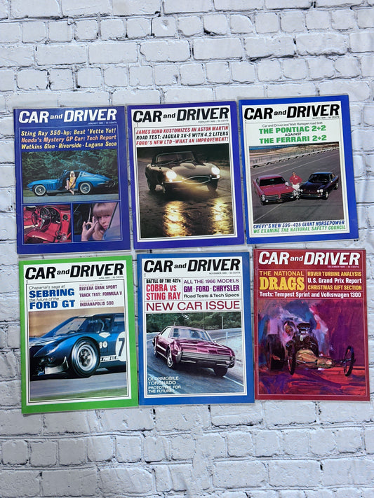 Car and Driver Magazine 1965 [Automobile Lot of 6 Issues]