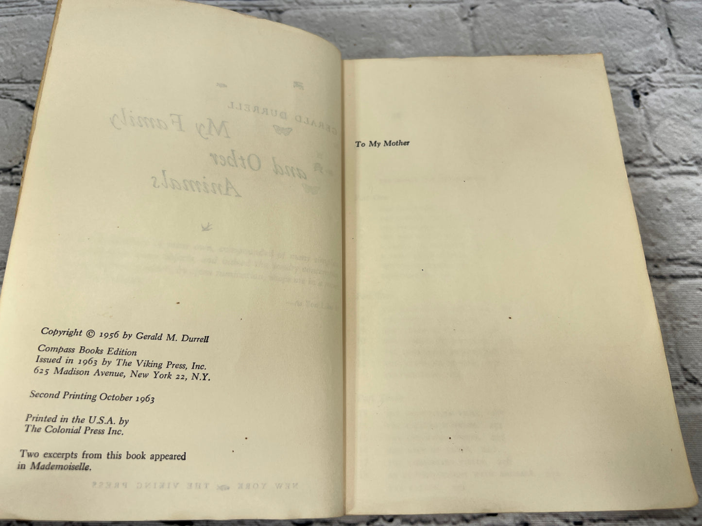 My Family and Other Animals by Gerald Durrell [1963 · 2nd Print · Viking Press]
