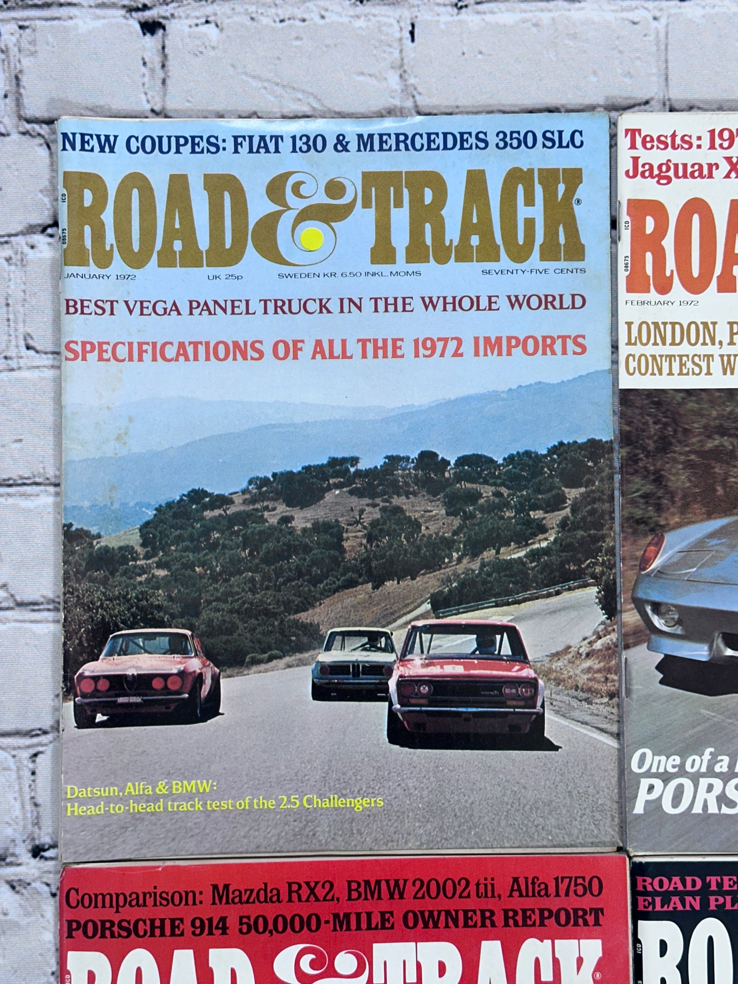 Road & Track Magazine 1972 Complete Year [Lot of 12 Issues]