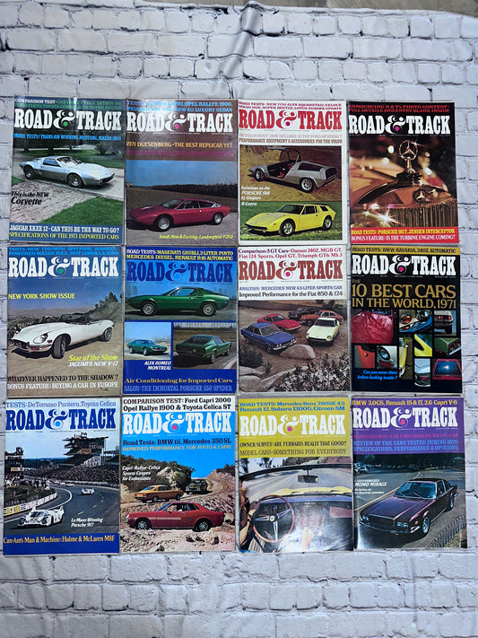 Road & Track Magazine 1971 Complete Year [Lot of 12 Issues]