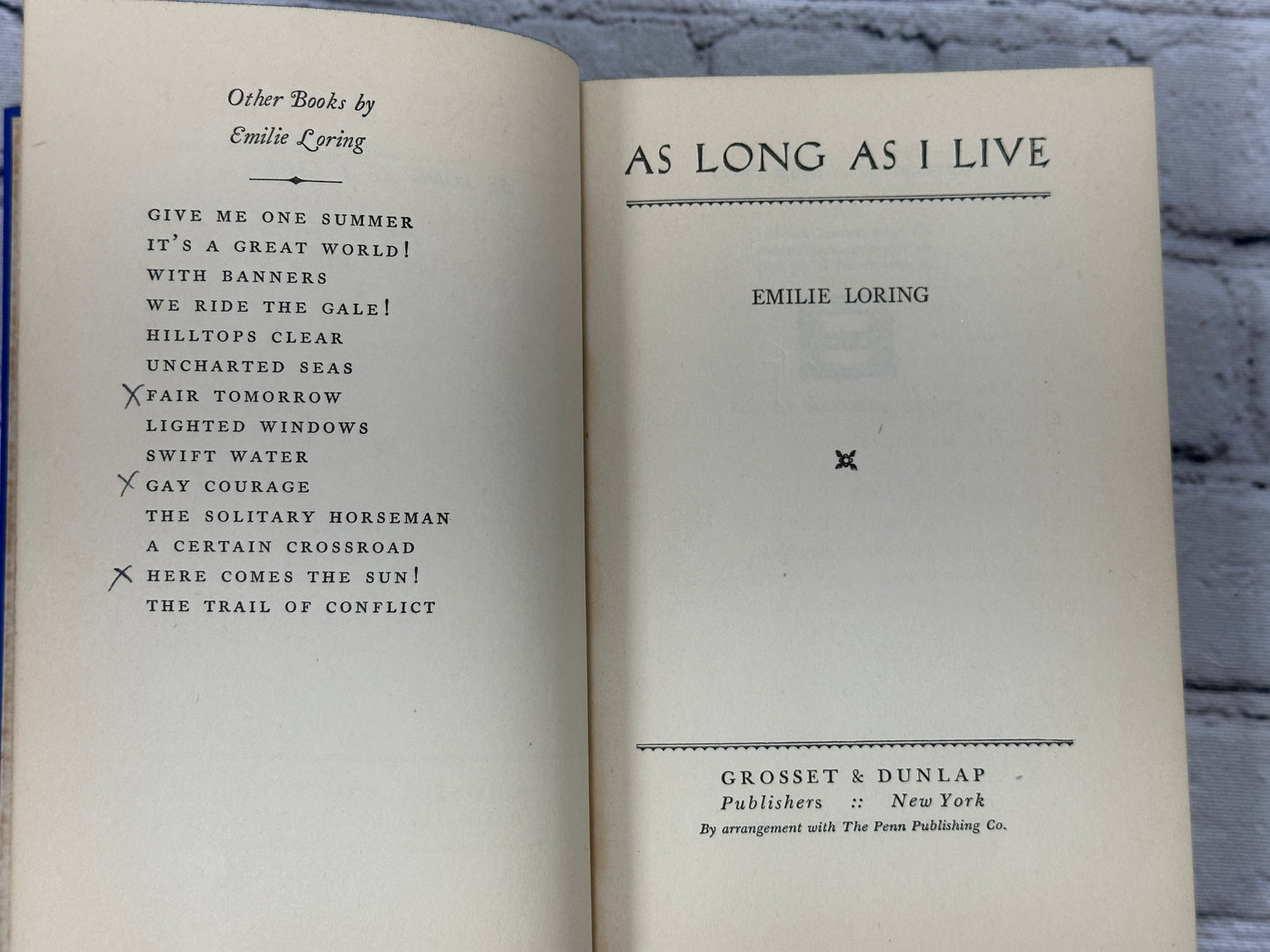 As Long As I Live by Emilie Loring [1937]