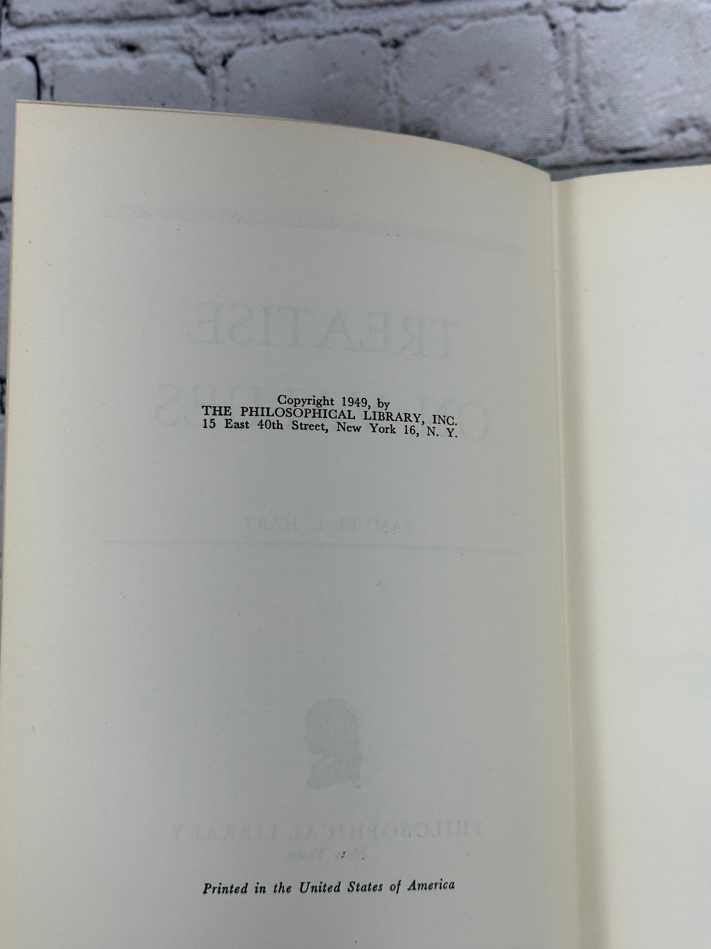 Treatise on Values by Samuel L. Hart [Philosophical Library · 1949]