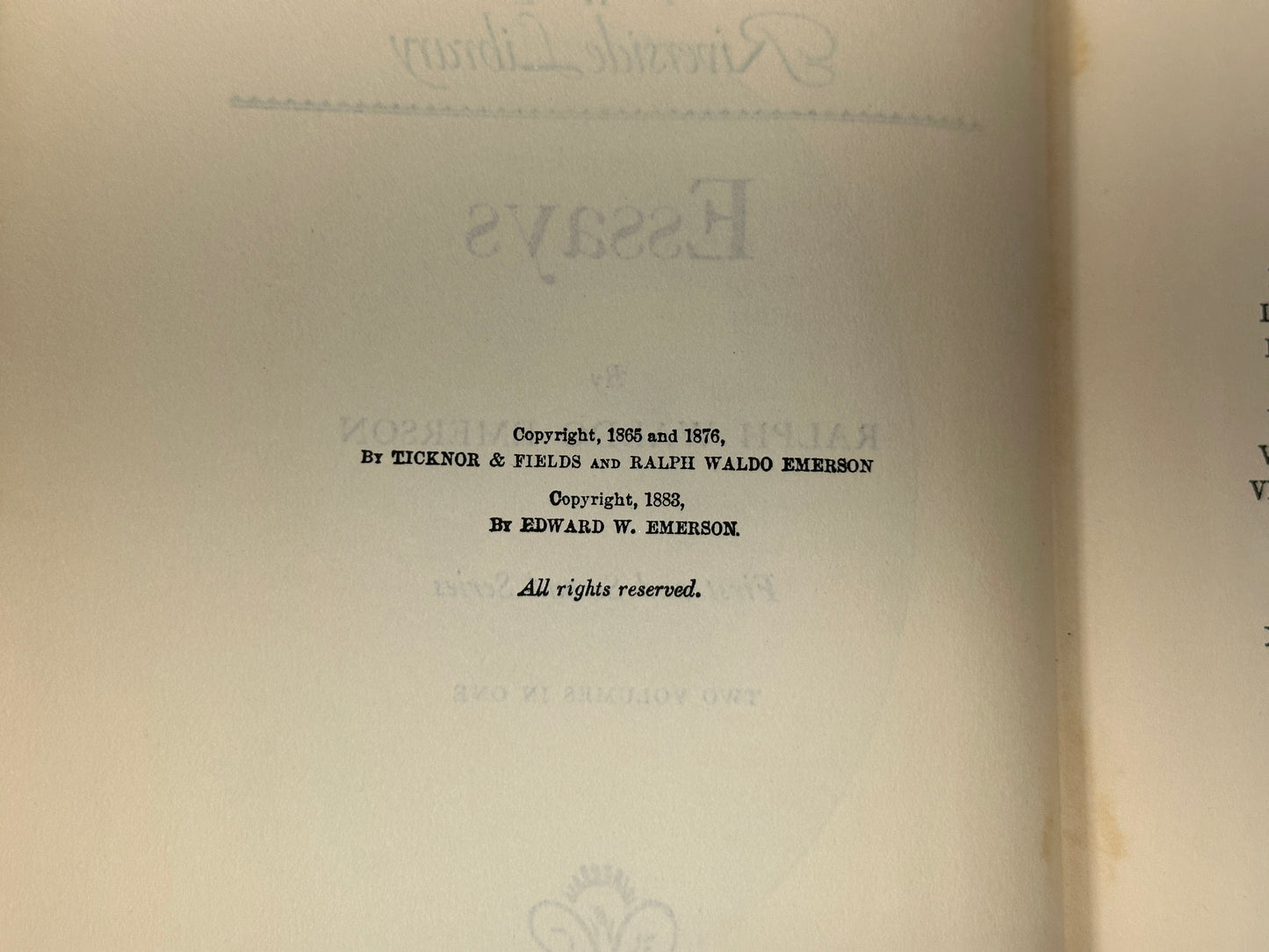 Essays By Ralph Waldo Emerson, Two Volumes in One [1883]