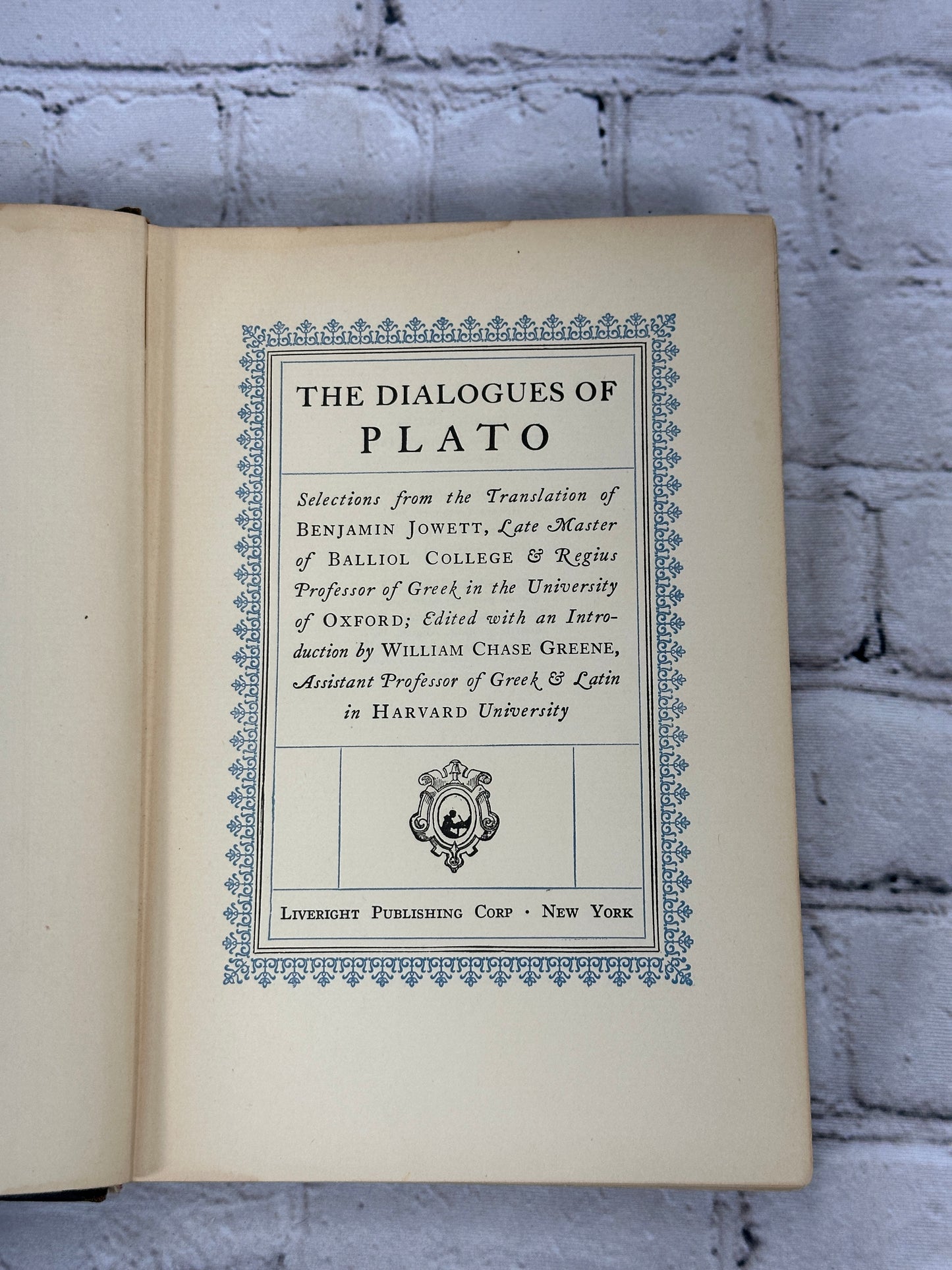 The Dialogues of Plato: Selections from the translated by Benjamin Jowett [1935]