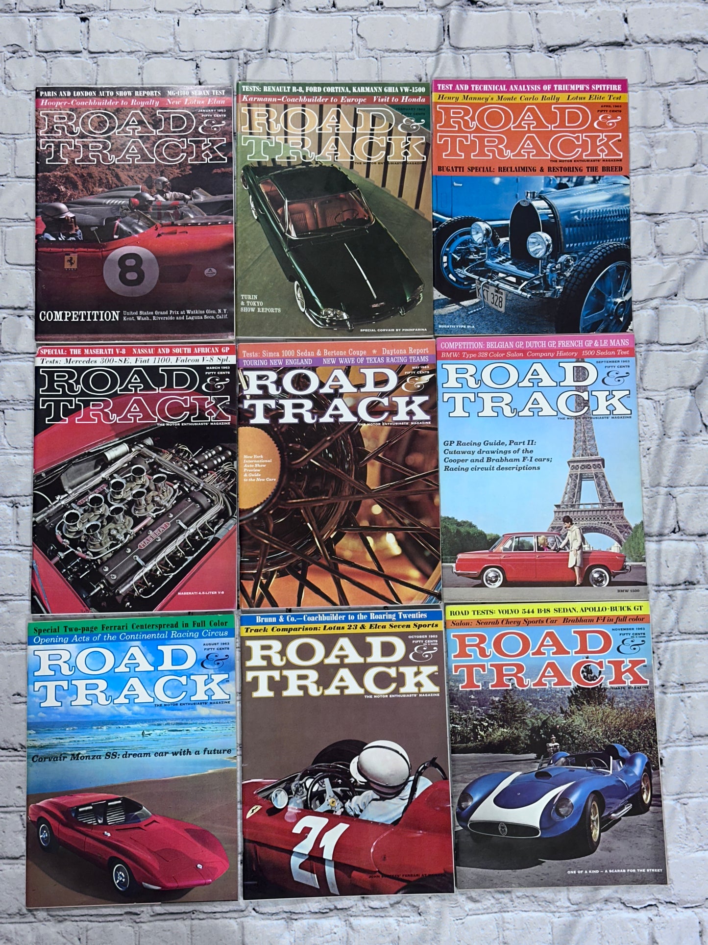 Road & Track Magazine 1963 [Lot of 9 Issues]