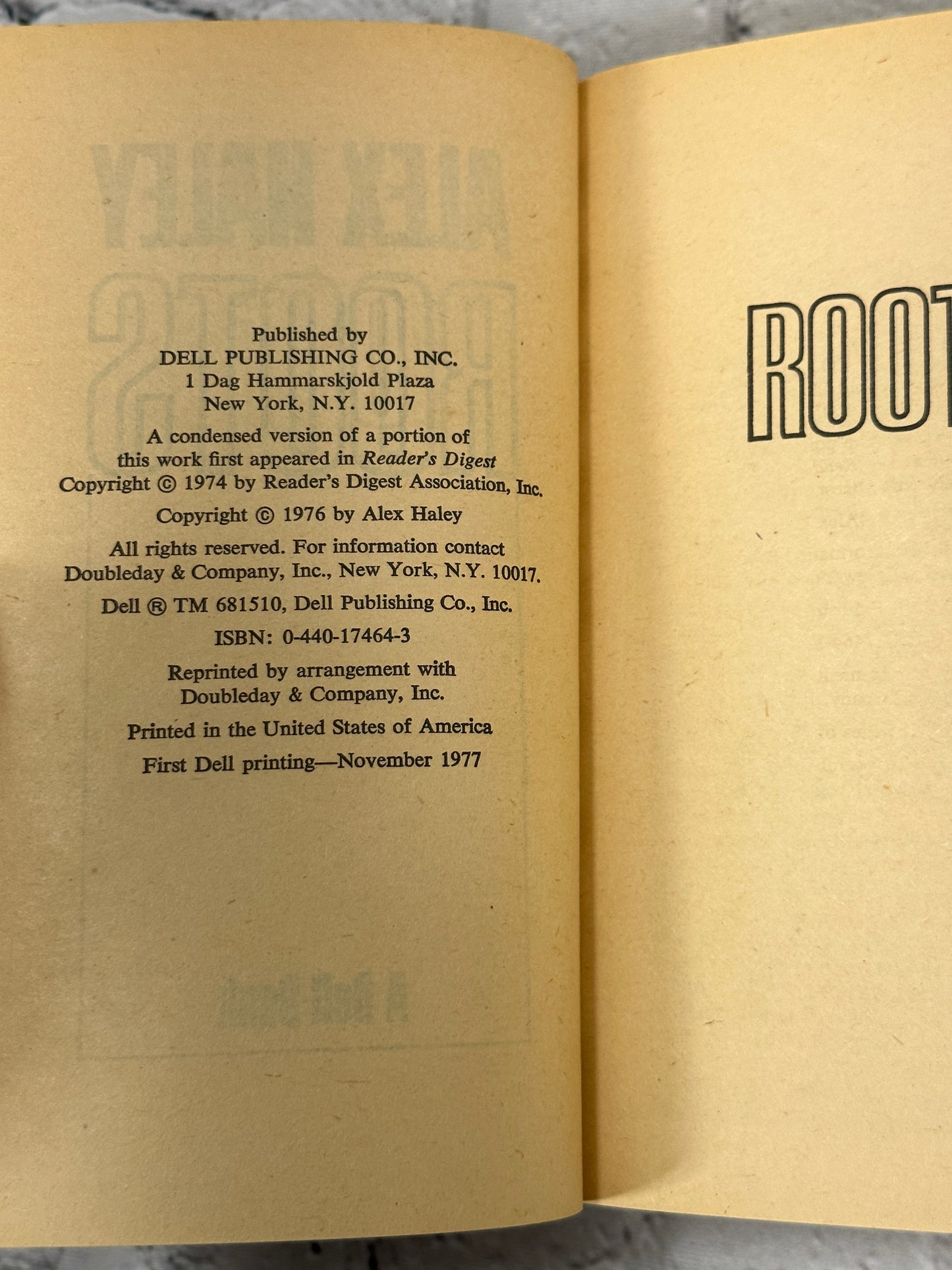 Roots: The Saga Of An American Family By Alex Haley [1977]