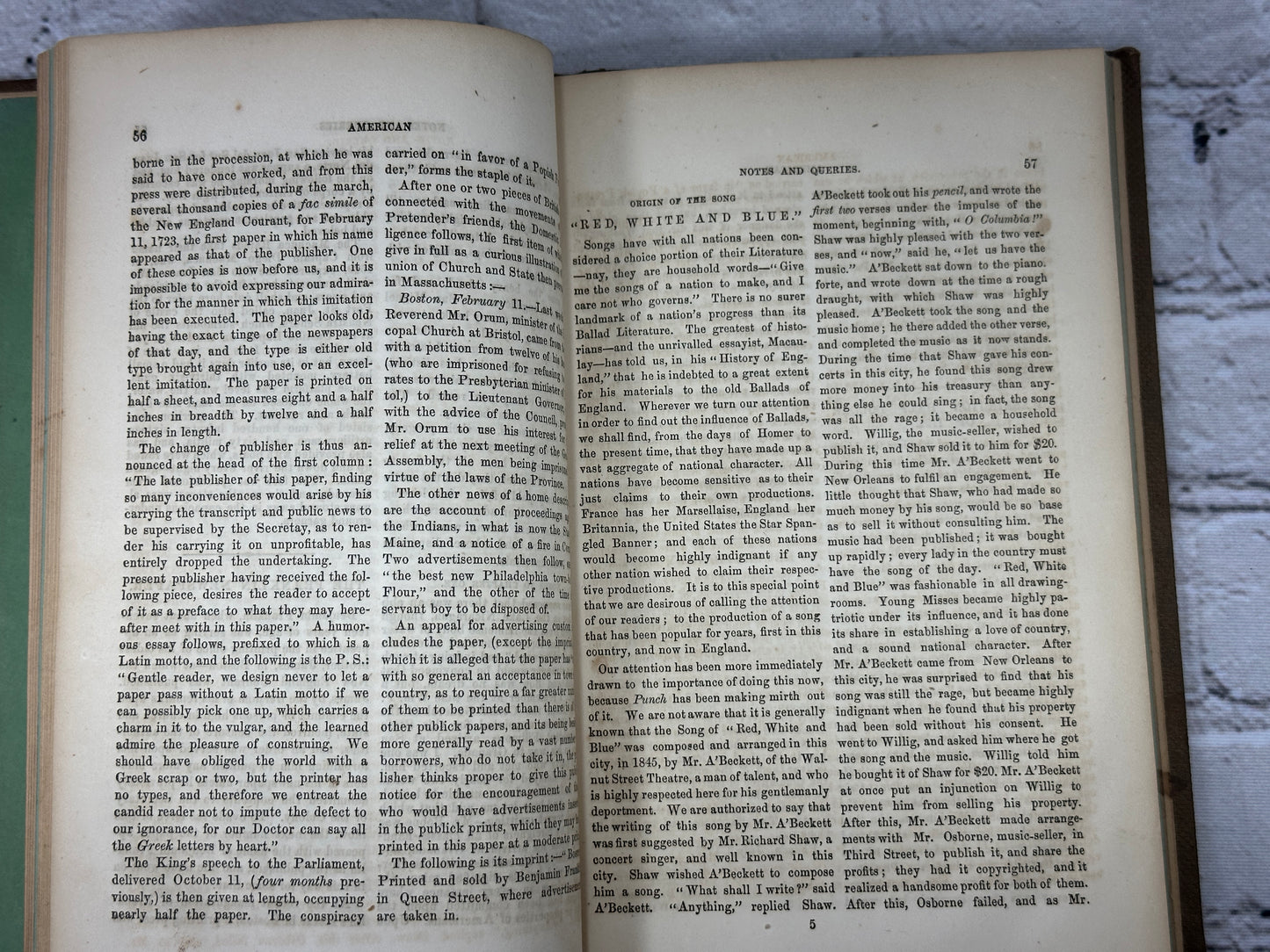 American Notes and Queries By W. Brotherhead Vol I. Jan. 1, 1857 No. 1