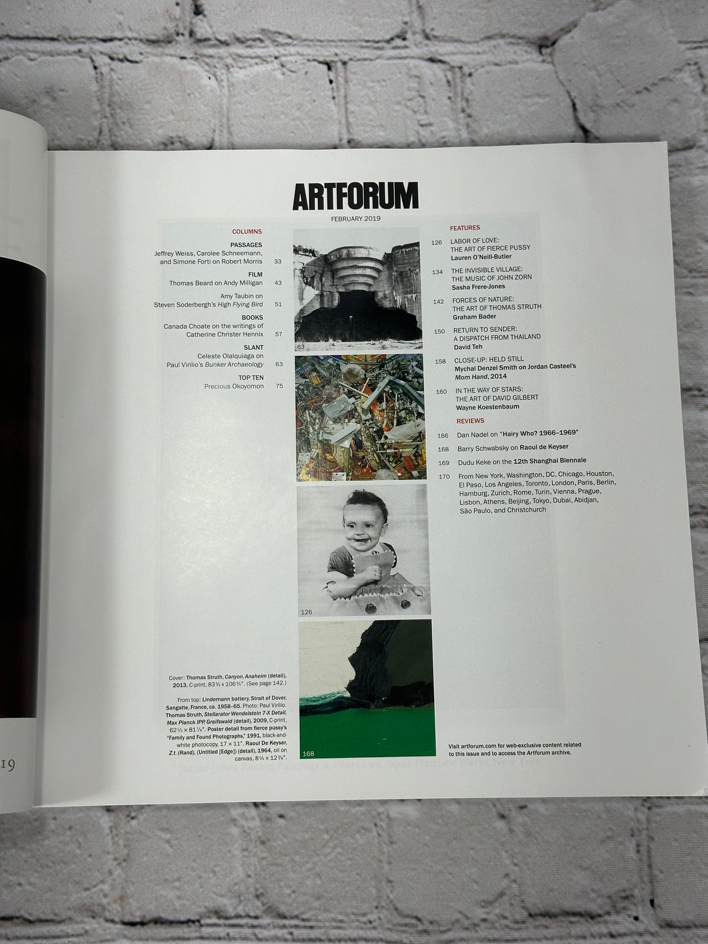 Artforum Magazine John Zorn Thomas Struth Jordan Casteel Fierce Pussy [Feb. 2019]