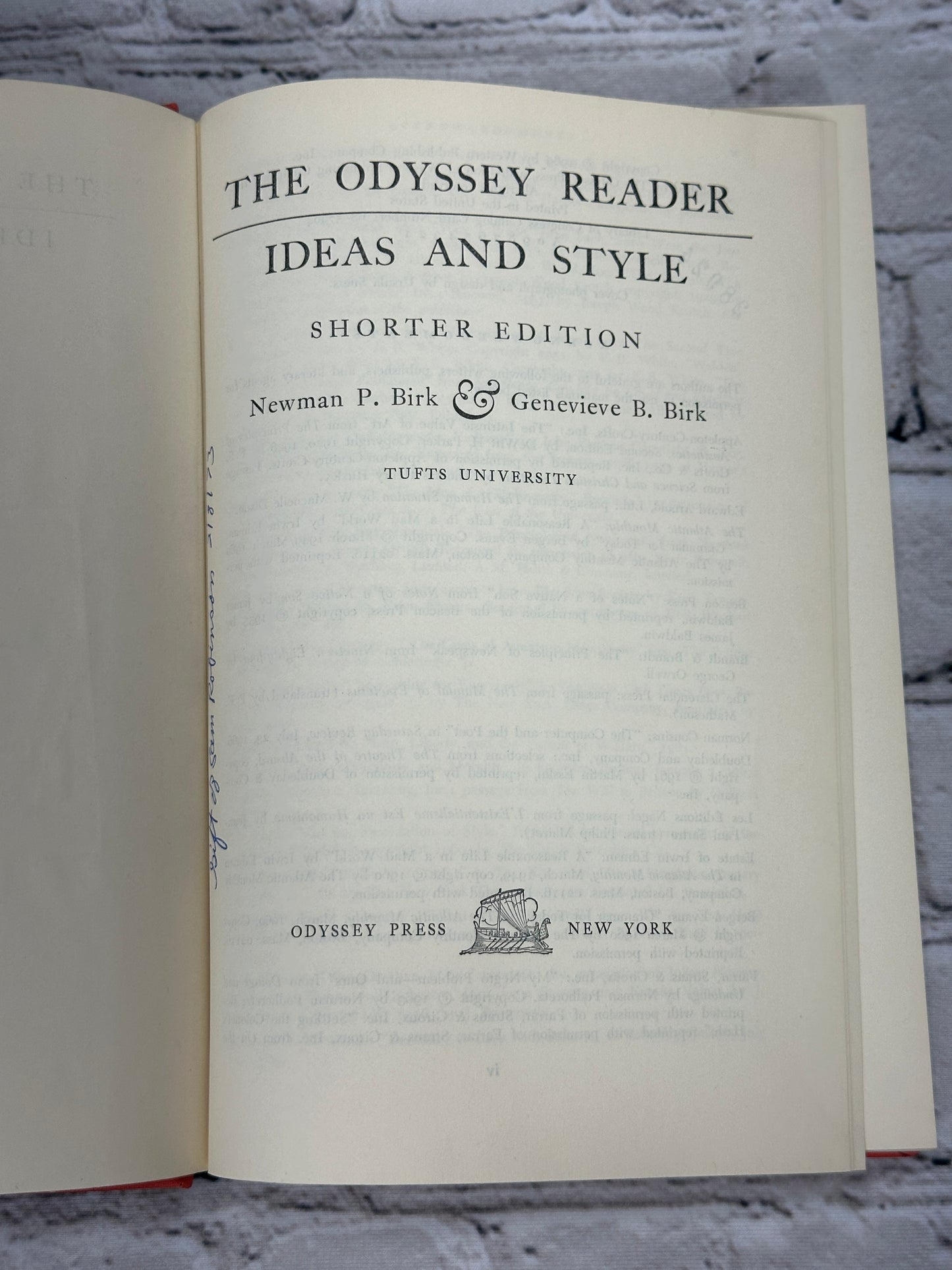 The Odyssey Reader: Ideas and Style By Birk & Birk [Shorter Edition · 1969]