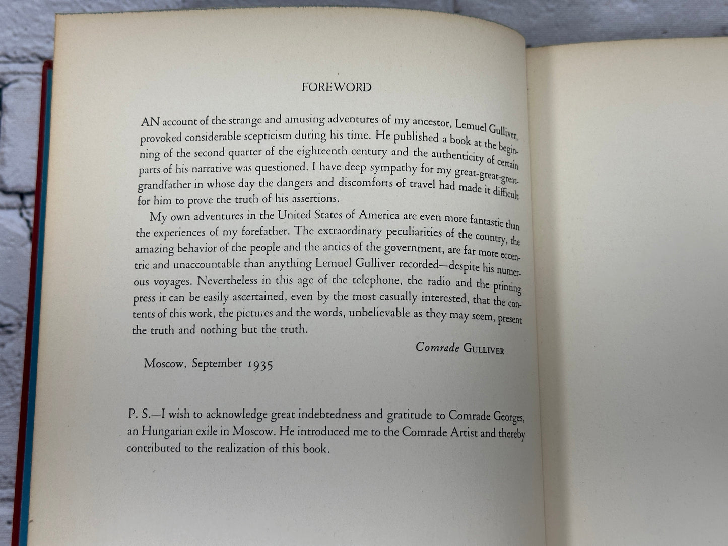 Comrade Gulliver An Illustrated Account of Travel Into That Strange Country the United States of America By Hugo Gellert [1st Edition · 1935]