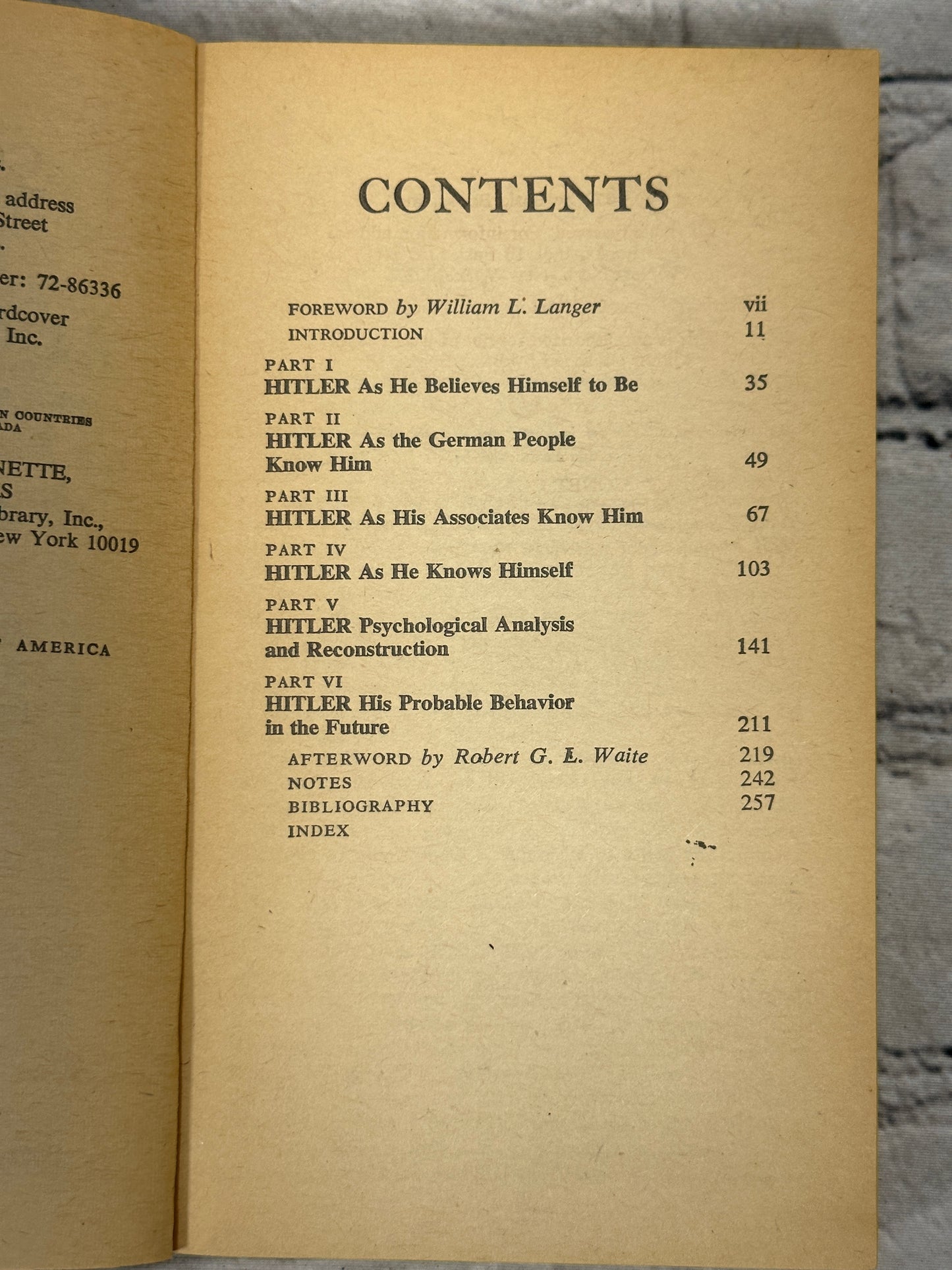 The Mind of Adolf Hitler: The Secret Wartime Report by Walter Langer [1973 · Signet Classics]