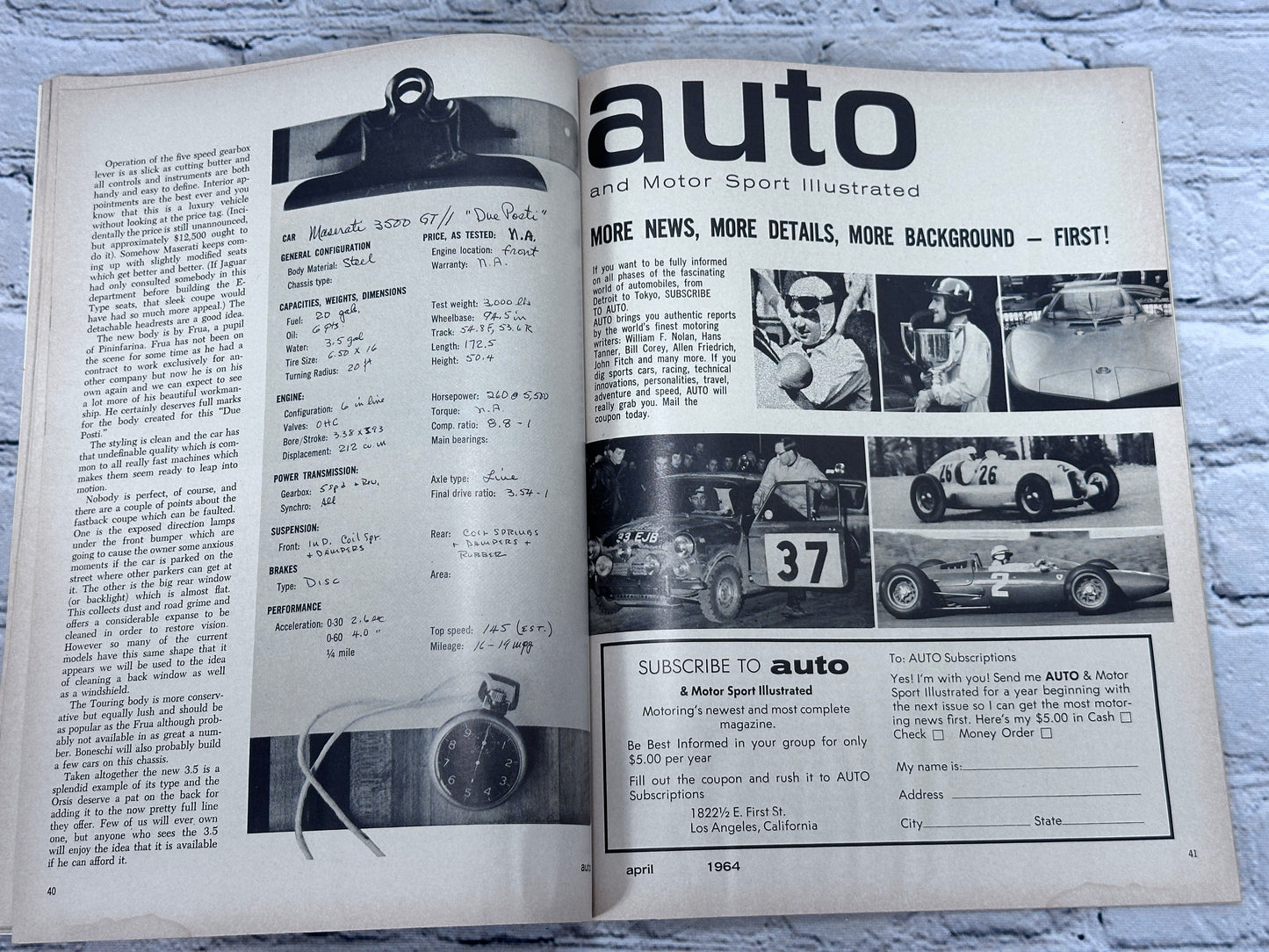 Auto and Motor Sport Illustrated April 1964