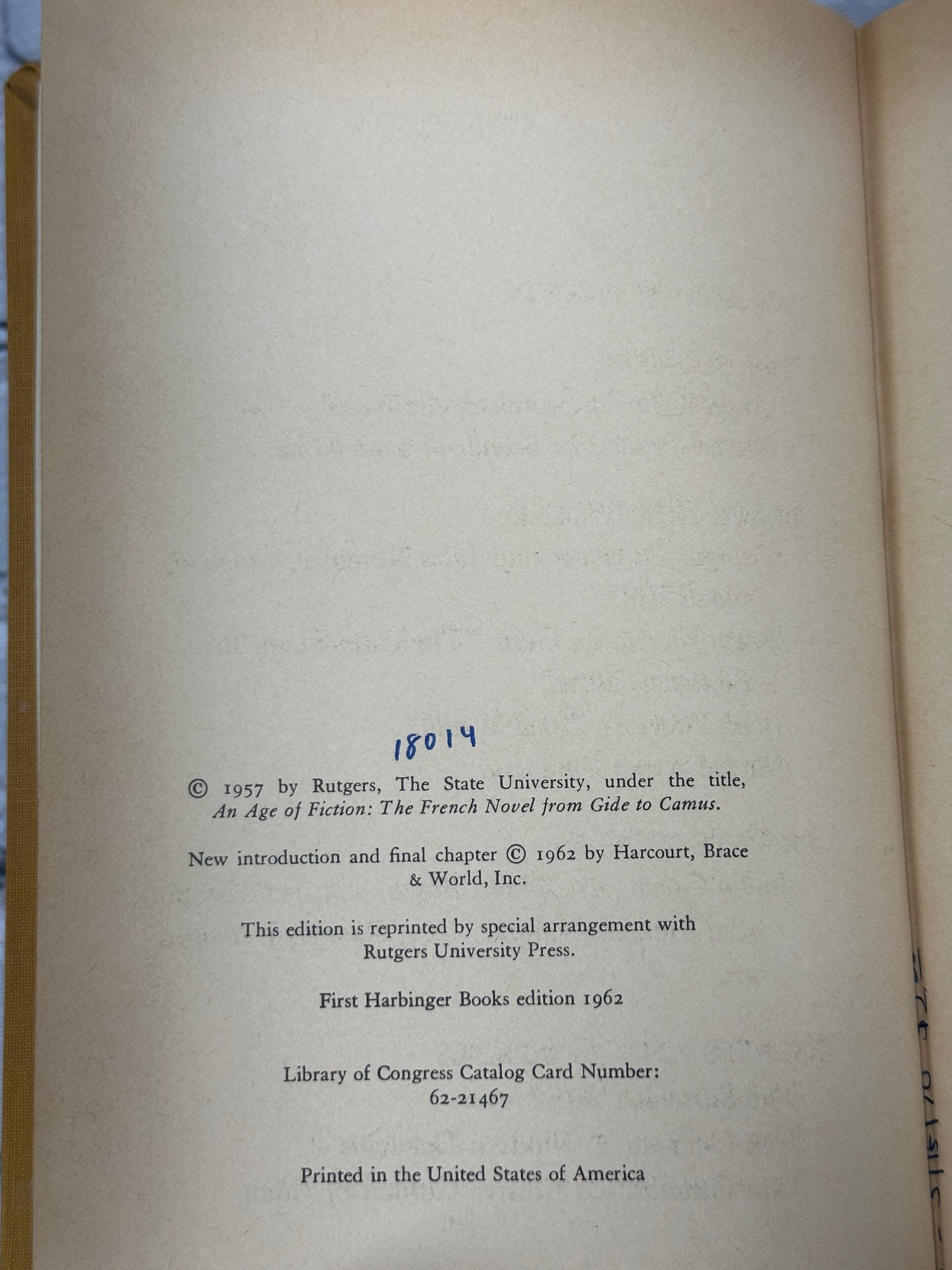 French Novels from Gide to Camus [1962]