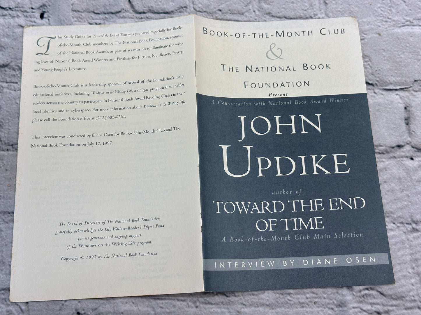 Toward the End of Time by John Updike [1997 · First Edition · Book of the Month]