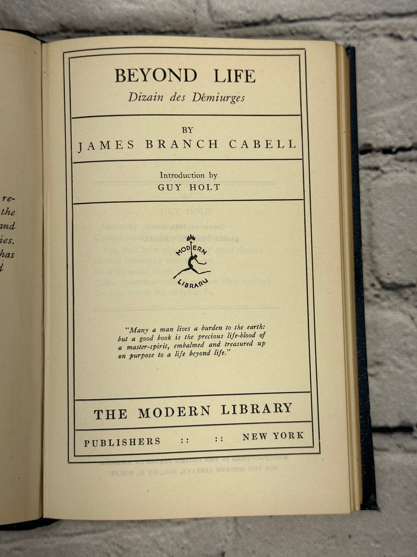 Beyond Life: Dizain des Demiurges by James Branch Cabell [1919 · Modern Library]