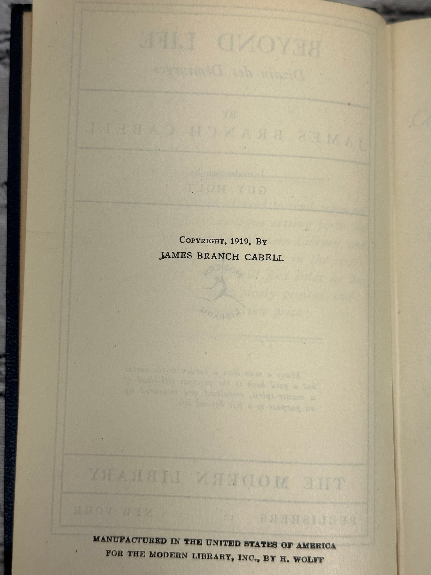 Beyond Life: Dizain des Demiurges by James Branch Cabell [1919 · Modern Library]