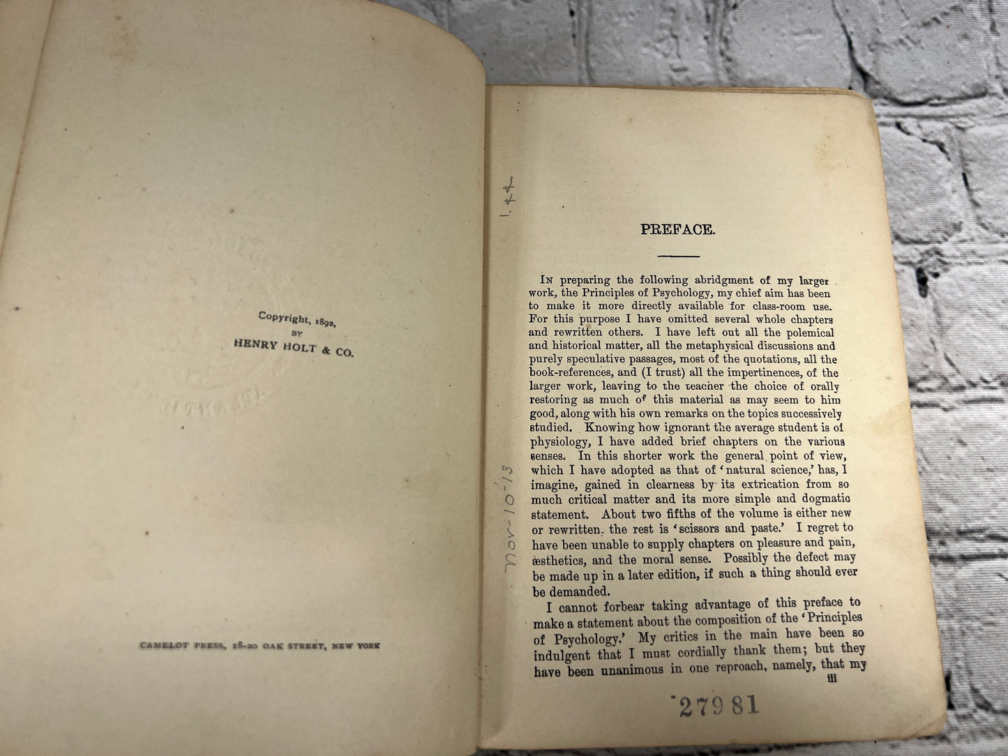 Psychology by William James [1st Edition · 1913 · American Science Series]