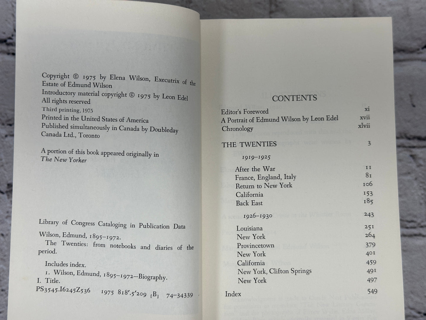 The Twenties by Edmund Wilson [1975]