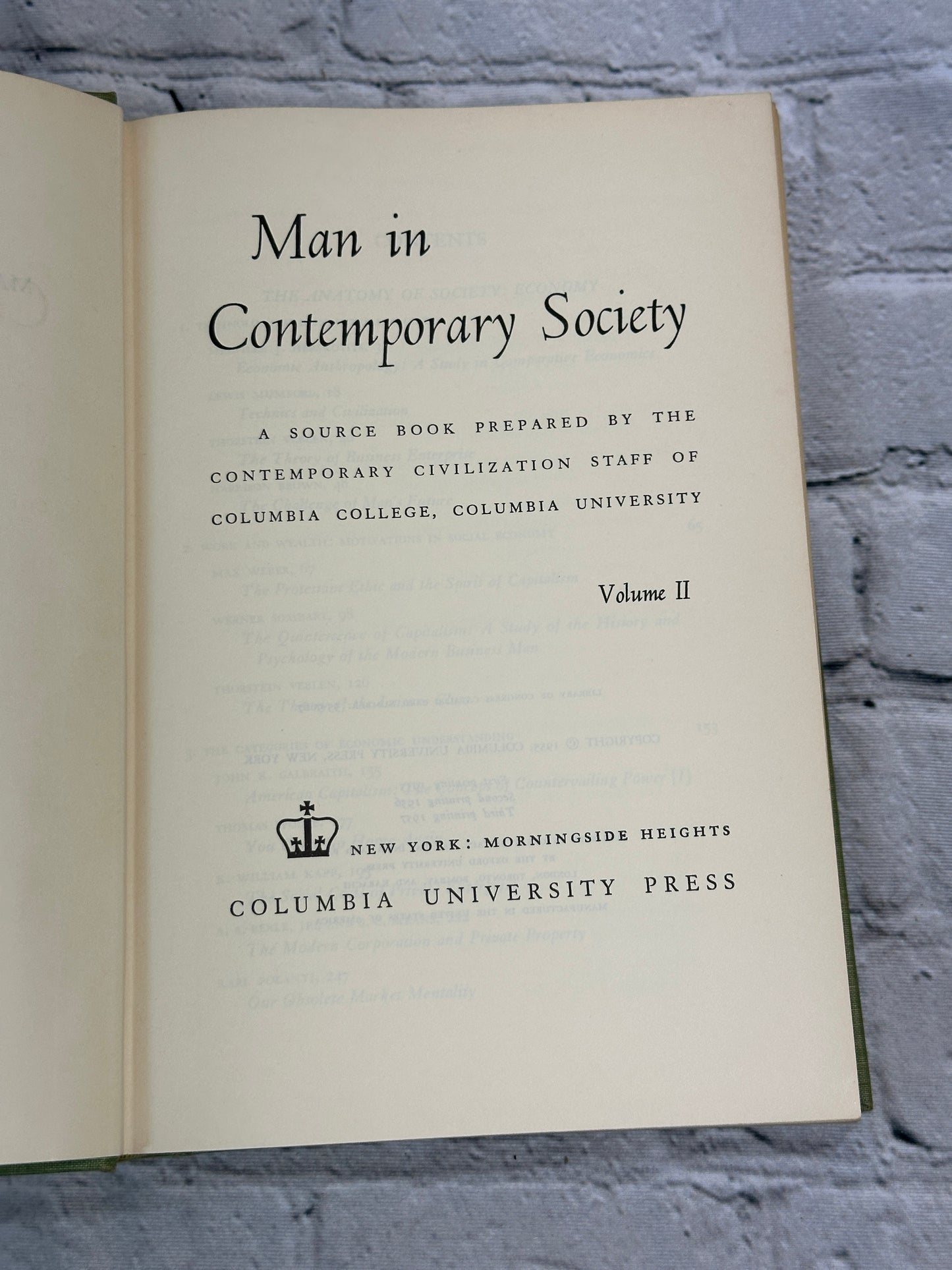 Man In Contemporary Society Volume I & II [1956 · Third Printing]