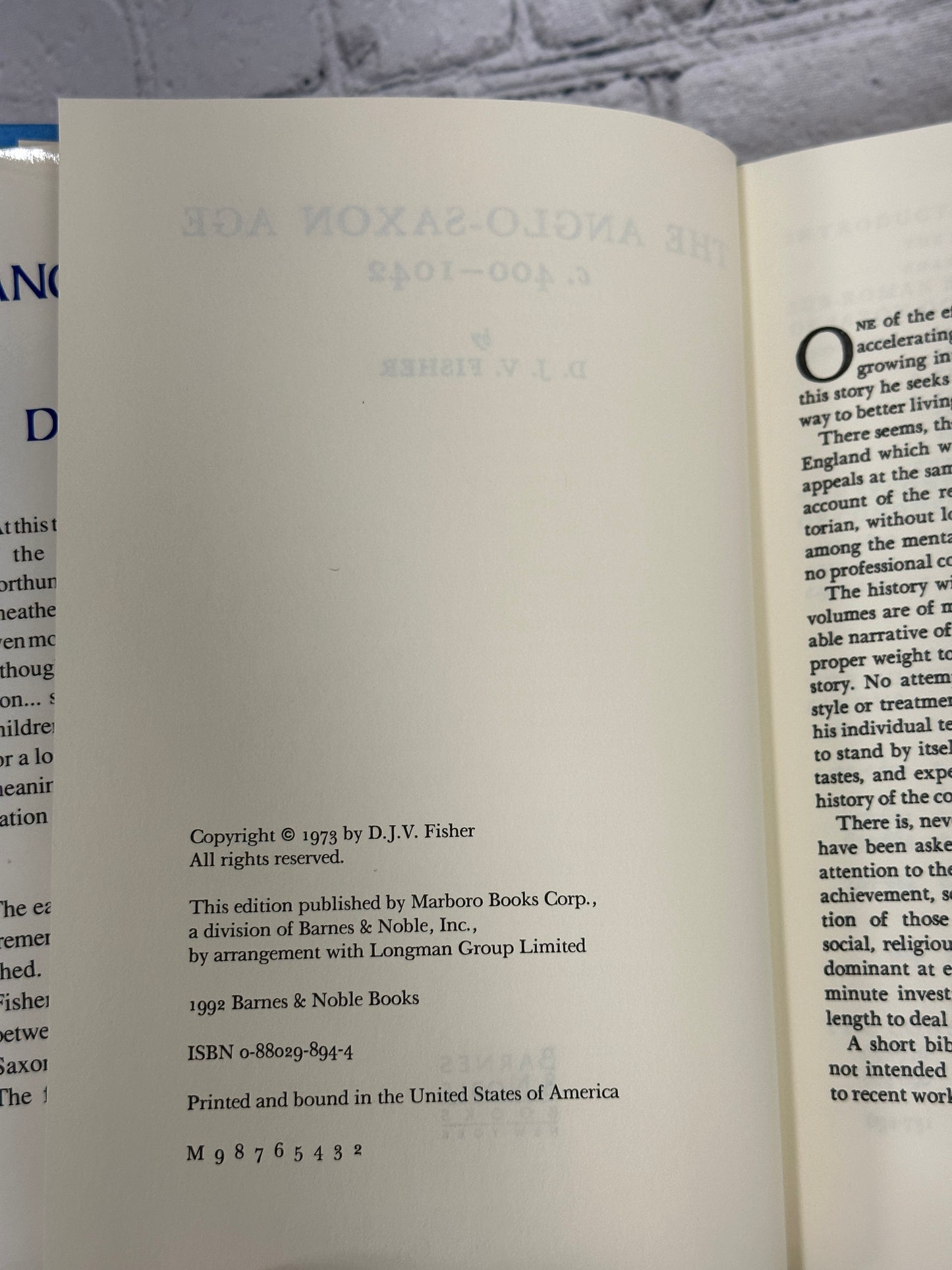 The Anglo-Saxon Age c400-1042 by D.J.V. Fisher [1992 · Second Printing]
