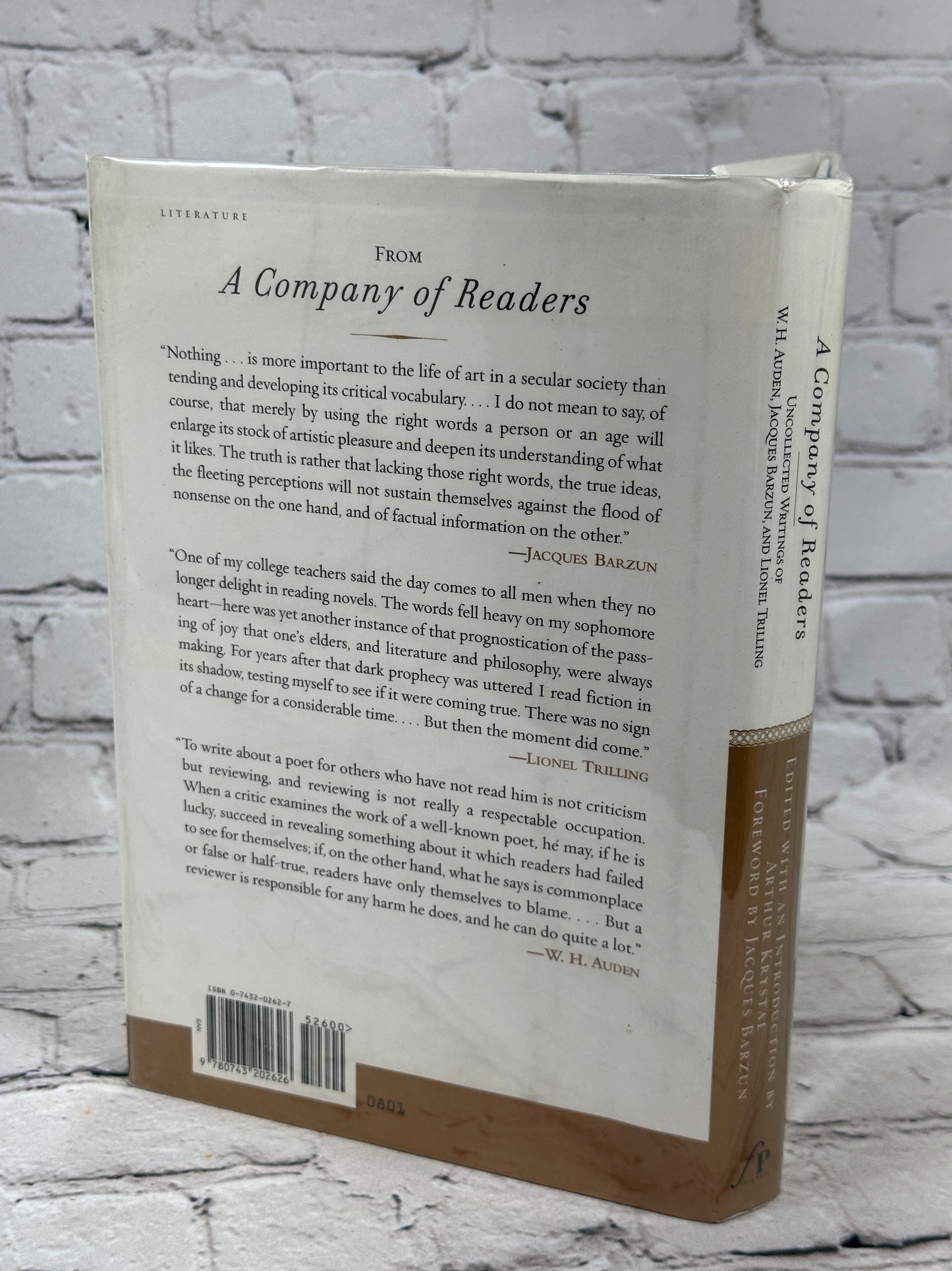 A Company of Readers: Uncollected Writings of Auden, Barzun, and Trilling [2001]