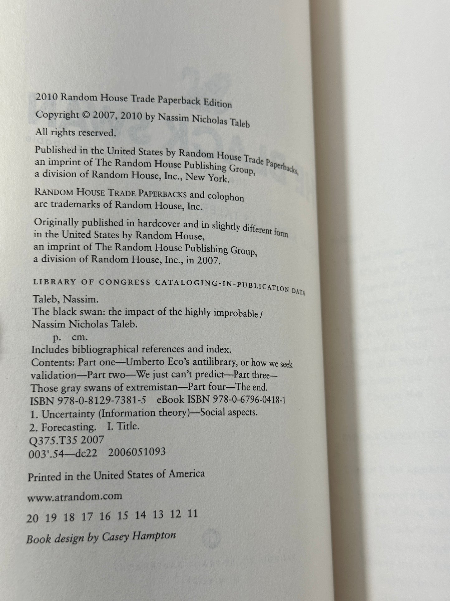 Black Swan: The Impact of the Highly Improbable by Nassim Taleb [2010 · 2nd Ed.]