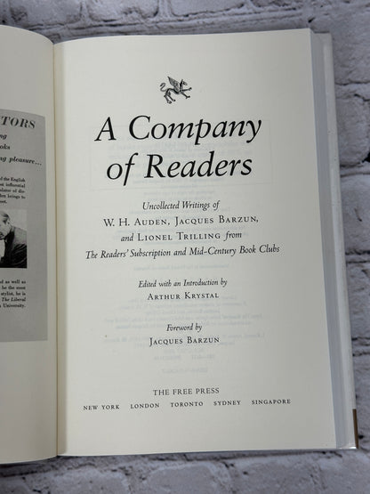 A Company of Readers: Uncollected Writings of Auden, Barzun, and Trilling [2001]