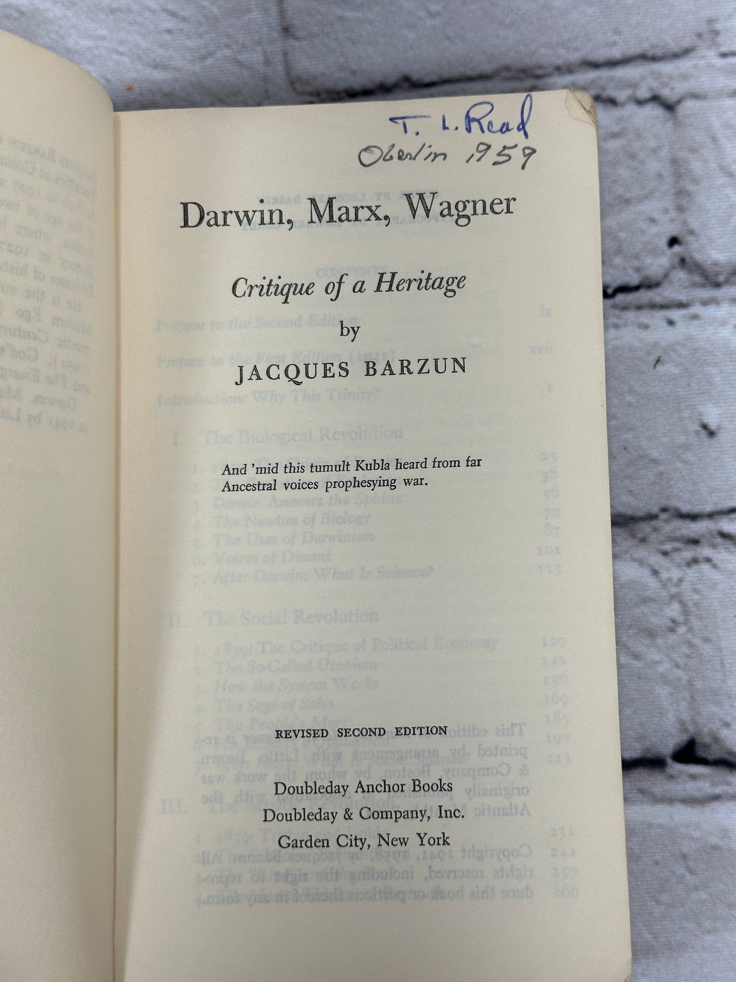 Darwin, Marx, Wagner Critic Of A Heritage by Jacques Barzun [1958]