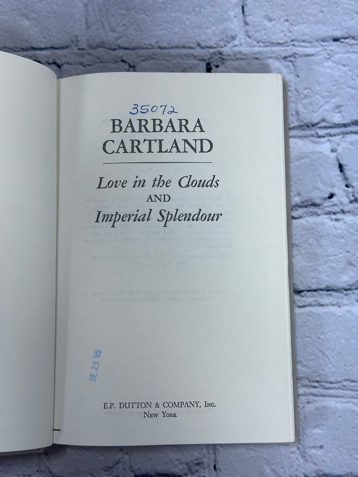 Love in the Clouds & Imperial Splendour by Barbara Cartland [BCE · 1979]