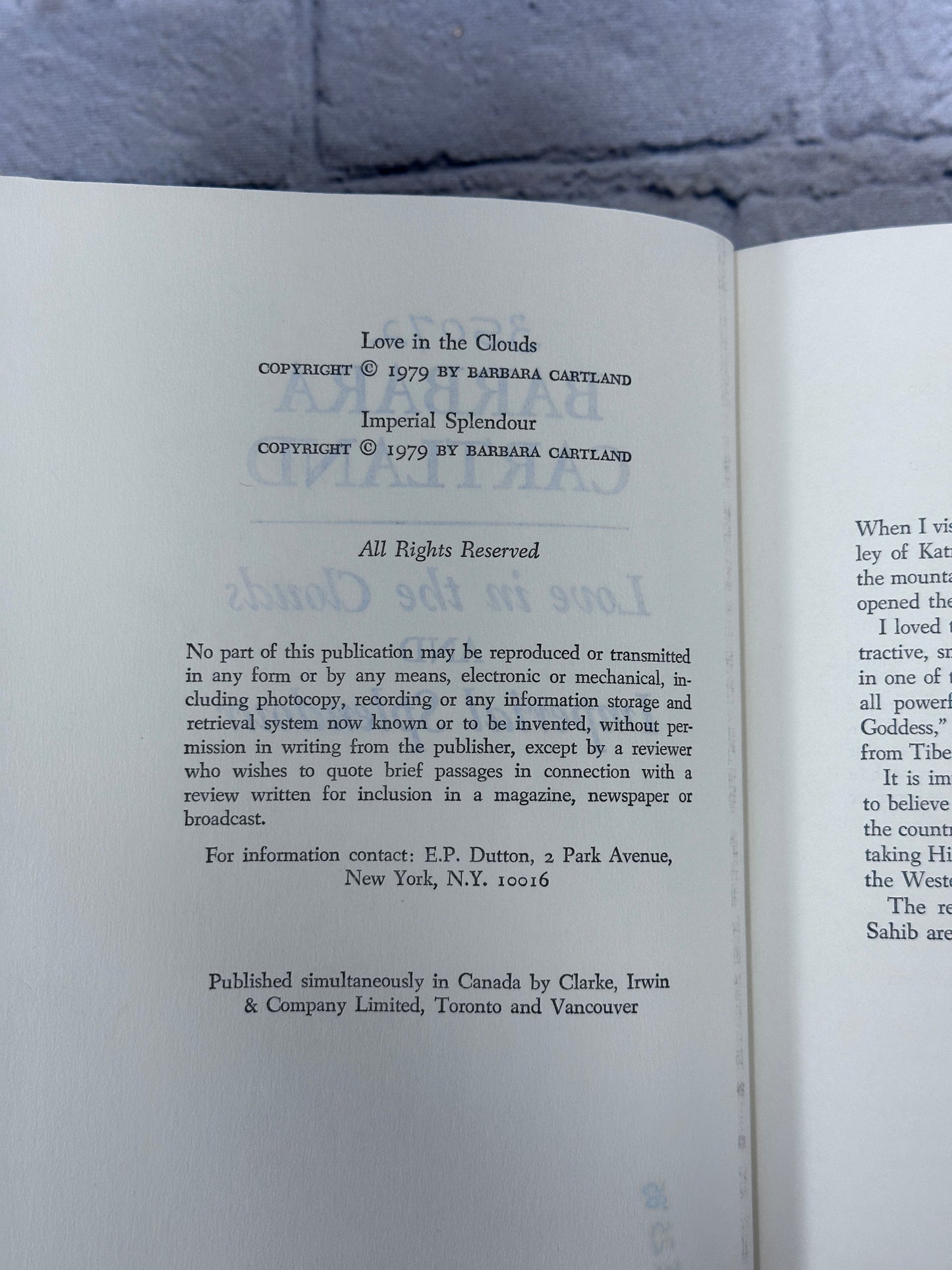 Love in the Clouds & Imperial Splendour by Barbara Cartland [BCE · 1979]