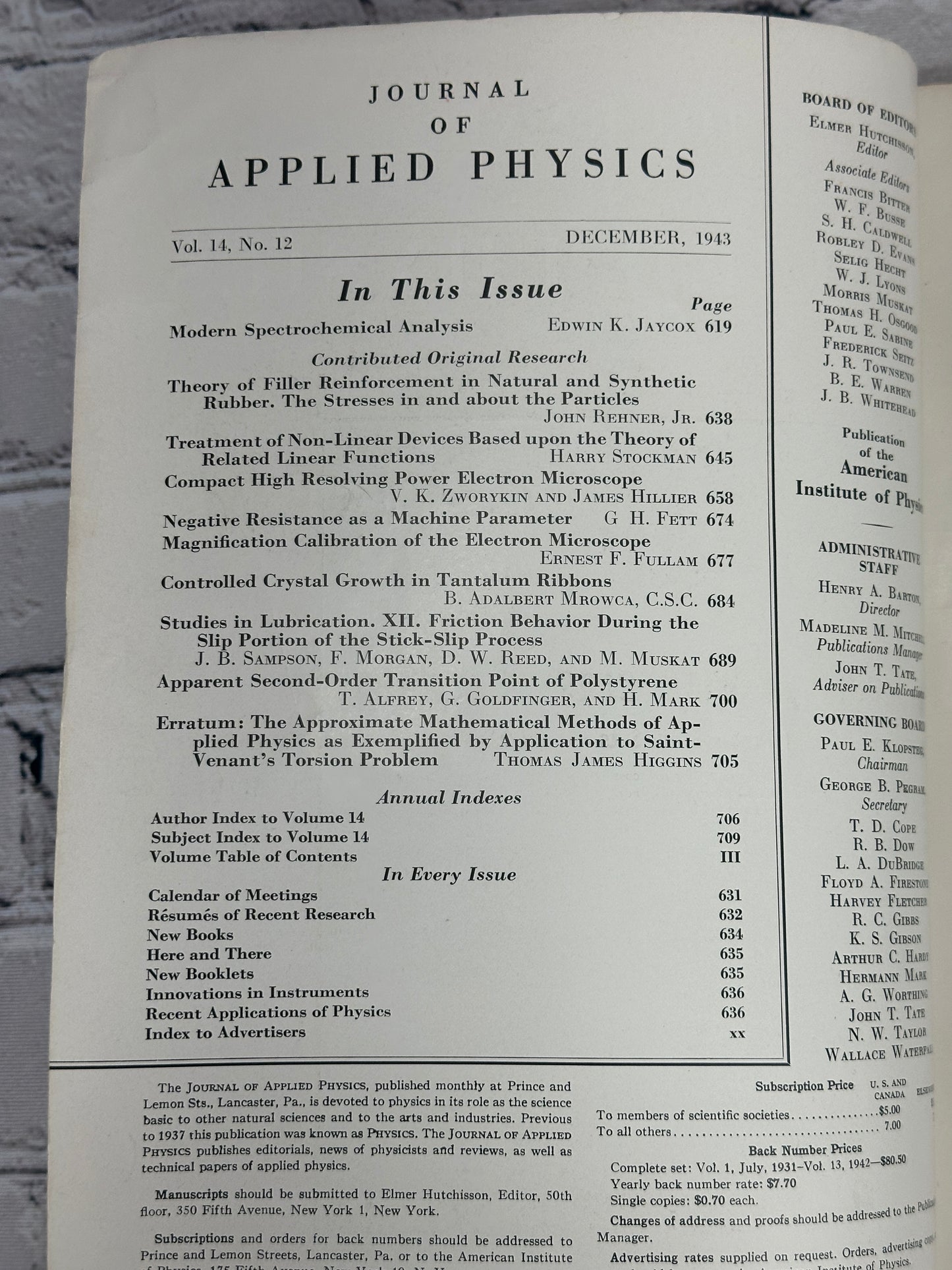 Journal of Applied Physics [Vol. 15 · No.12 · December 1943]