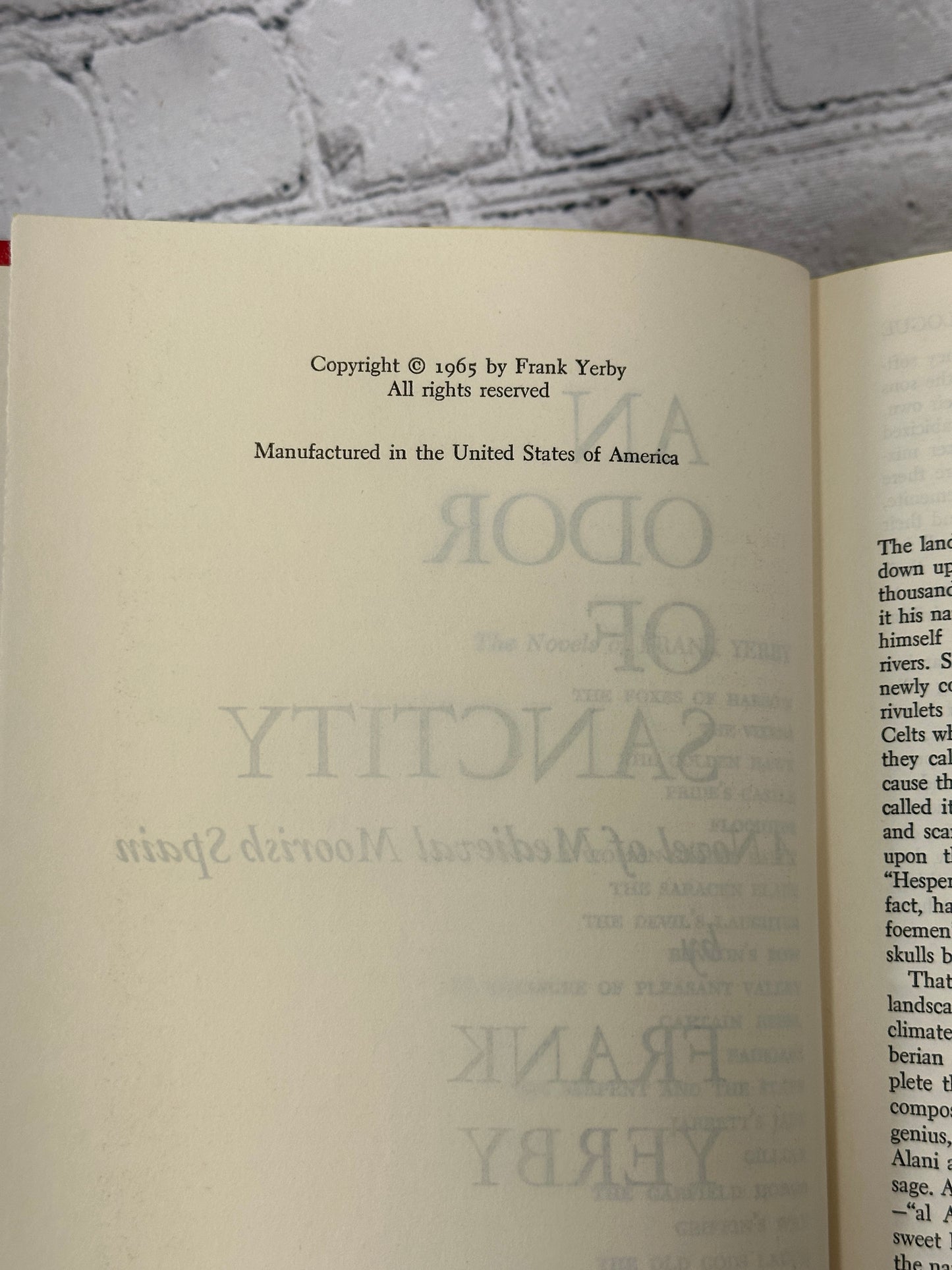 An Odor of Sanctity by Frank Yerby [1965 · Book Club Edition]