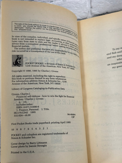 Financial Self-Defense: How To Win The Fight..by Charles Givens[1995 · 1st Pr.]
