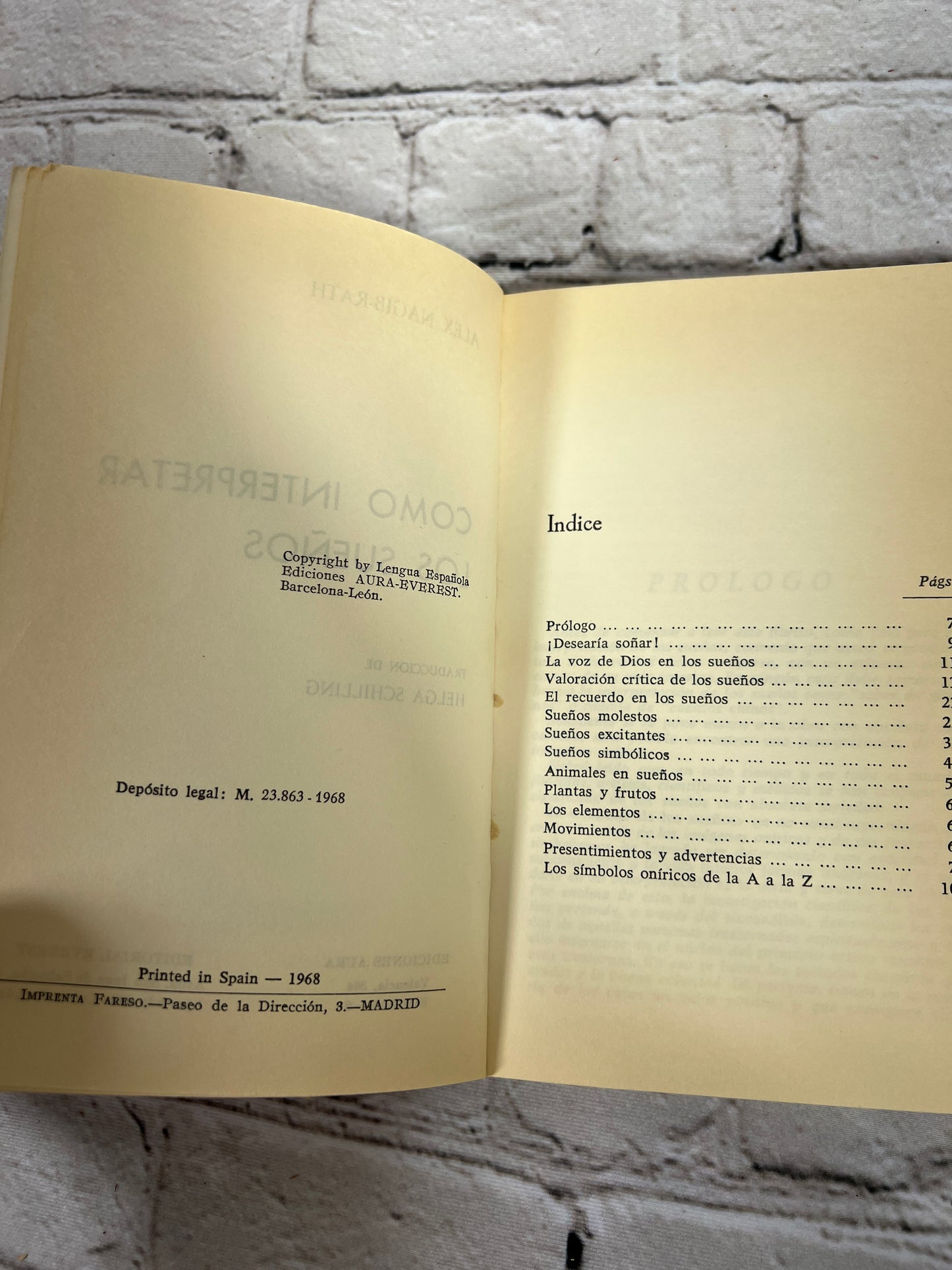 Como Interpretar Los Suenos By Alex Nagib Rath [Ediciones Aura · 1968]