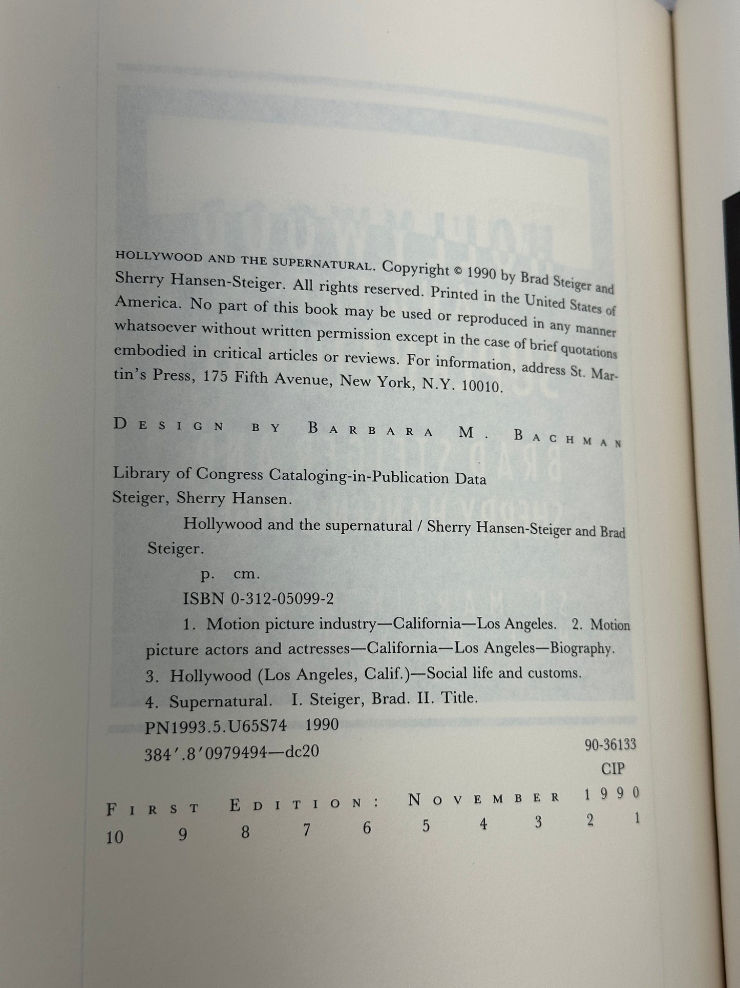 Hollywood and the Supernatural by Sherry Hansen Steiger [1st · 1st Print · 1990]