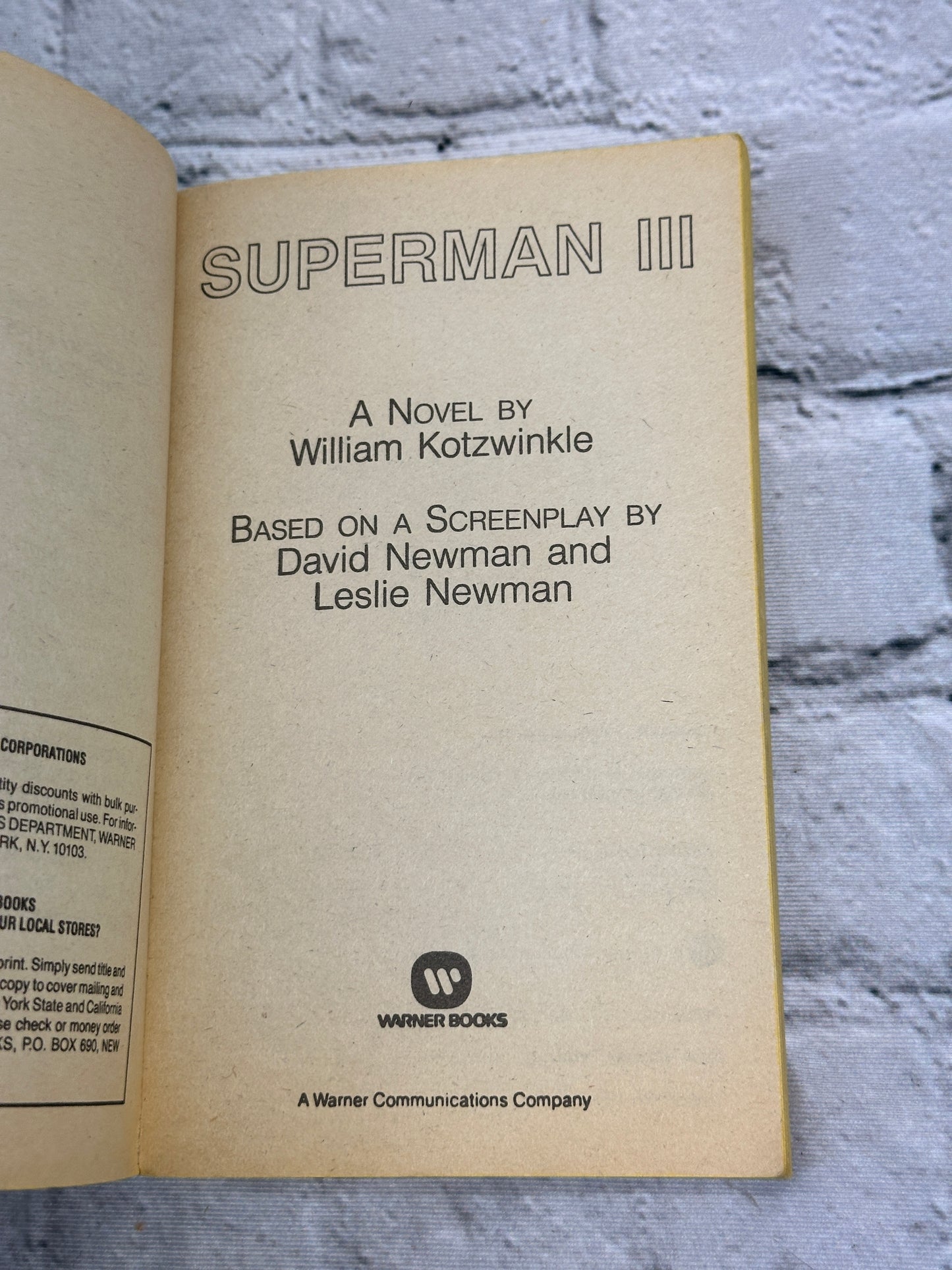 Superman III  by William Kotzwinkle [1983 · Warner Books Edition]