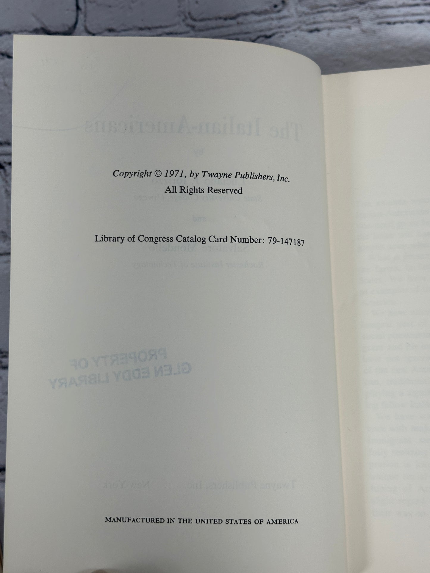 The Italian-Americans by Luciano Iorizzo and Salvatore Mondello [1971]