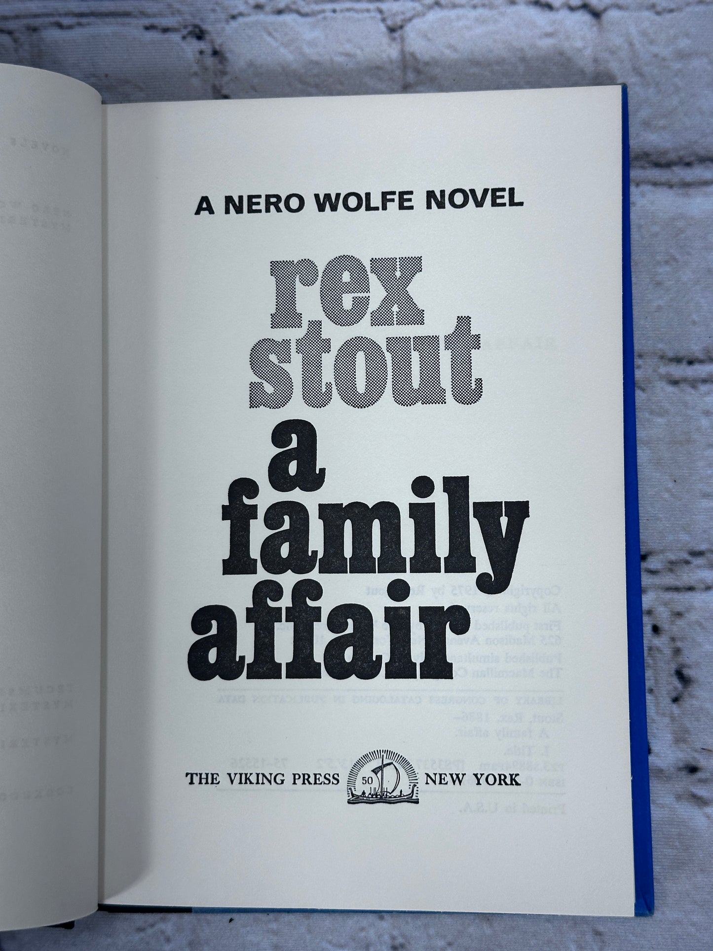 A Family Affair: A Nero Wolfe Novel by Rex Stout Hardcover [1st Edition · 1975]