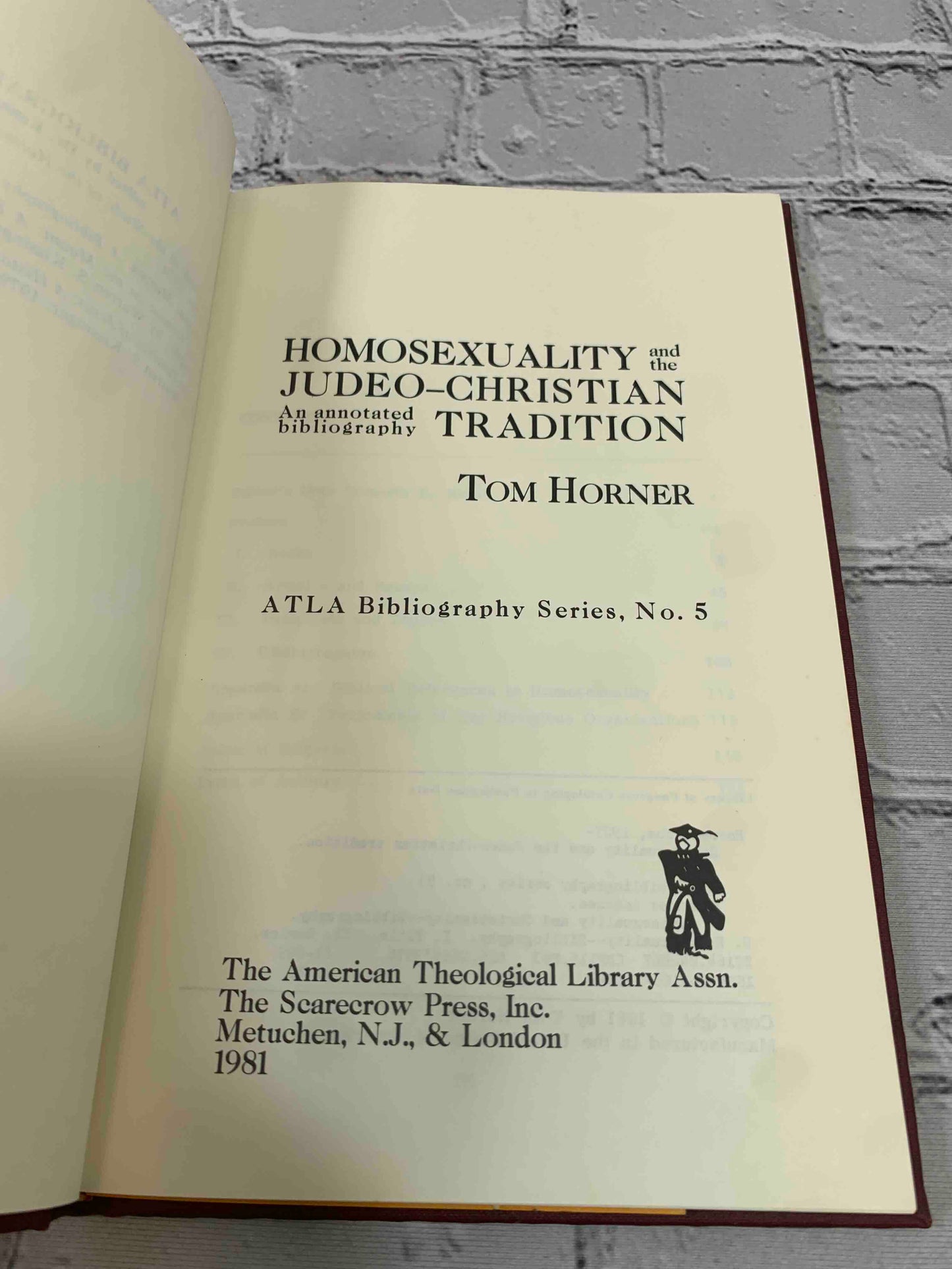 Homosexuality and the Judeo-Christian Tradition: An Annotated Bibliography (Atla Bibliography Series, No. 5)