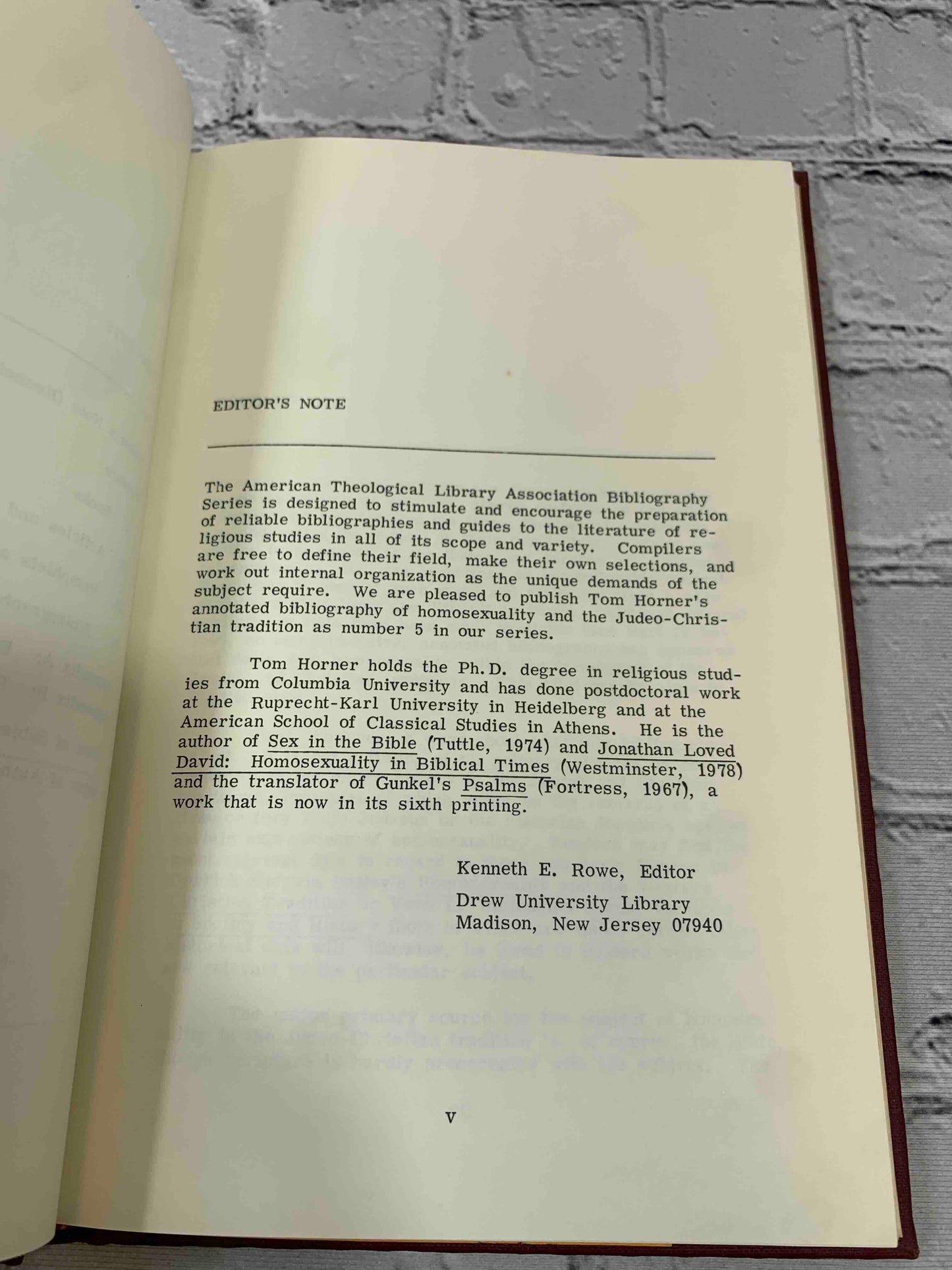 Homosexuality and the Judeo-Christian Tradition: An Annotated Bibliography (Atla Bibliography Series, No. 5)