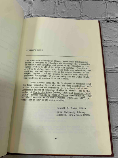 Homosexuality and the Judeo-Christian Tradition: An Annotated Bibliography (Atla Bibliography Series, No. 5)