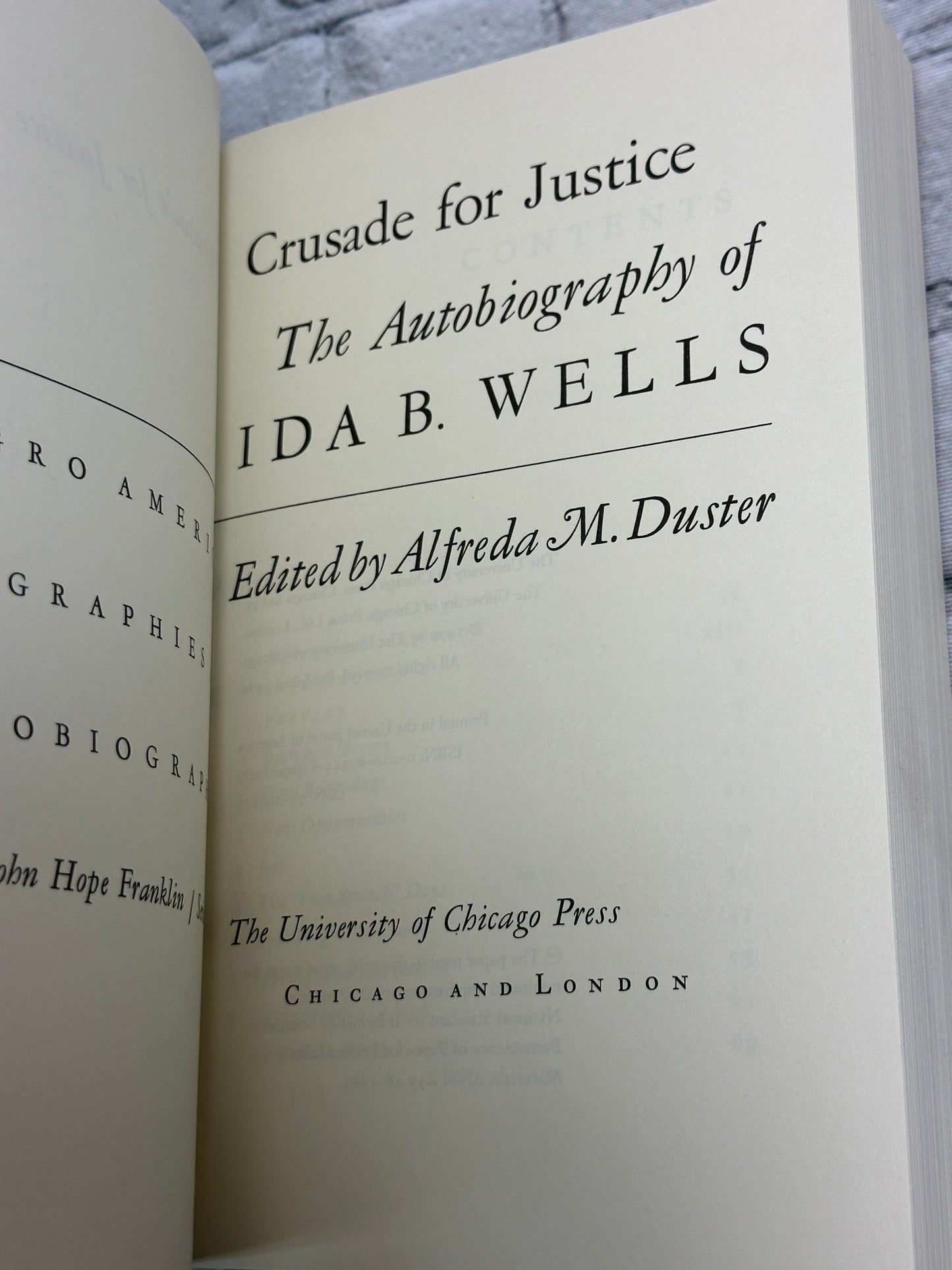 Crusade for Justice  The Autobiography of Ida B. Wells [1970]