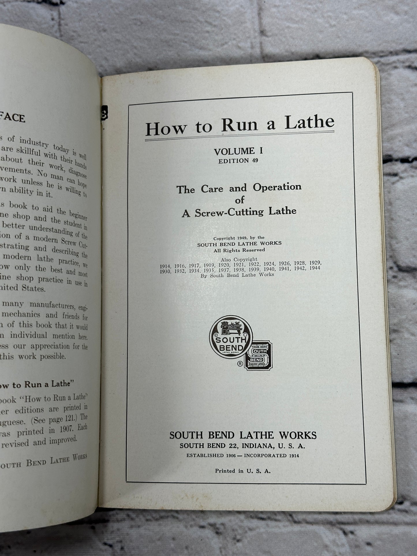 How to Run a Lathe by South Bend Lathe Works [Volume I · Edition 49 · 1949]