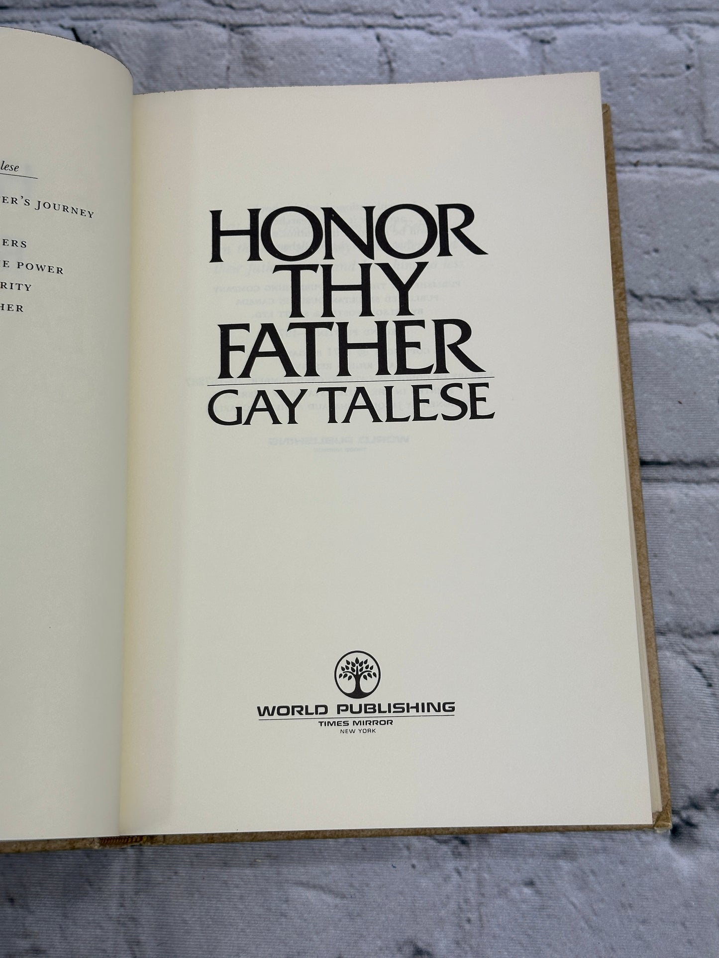 Honor Thy Father By Gay Talese [1971 · Second Printing]