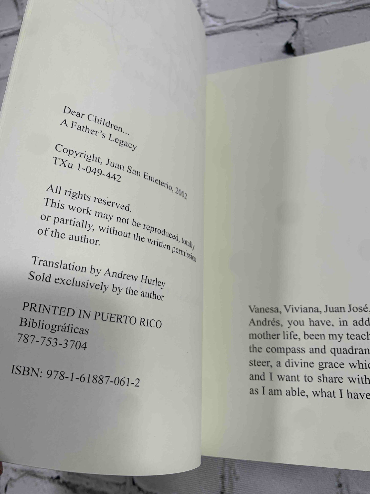 Dear Childern...A Father's Legacy (Signed)