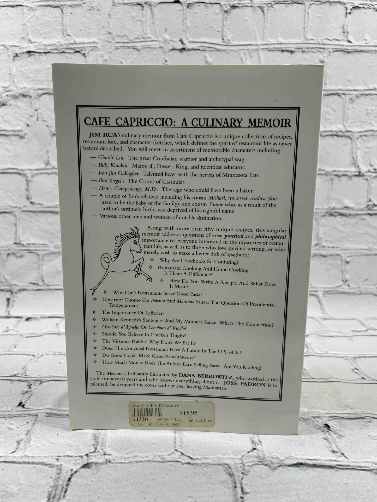 Cafe Capriccio: A Culinary Memoir (Signed)