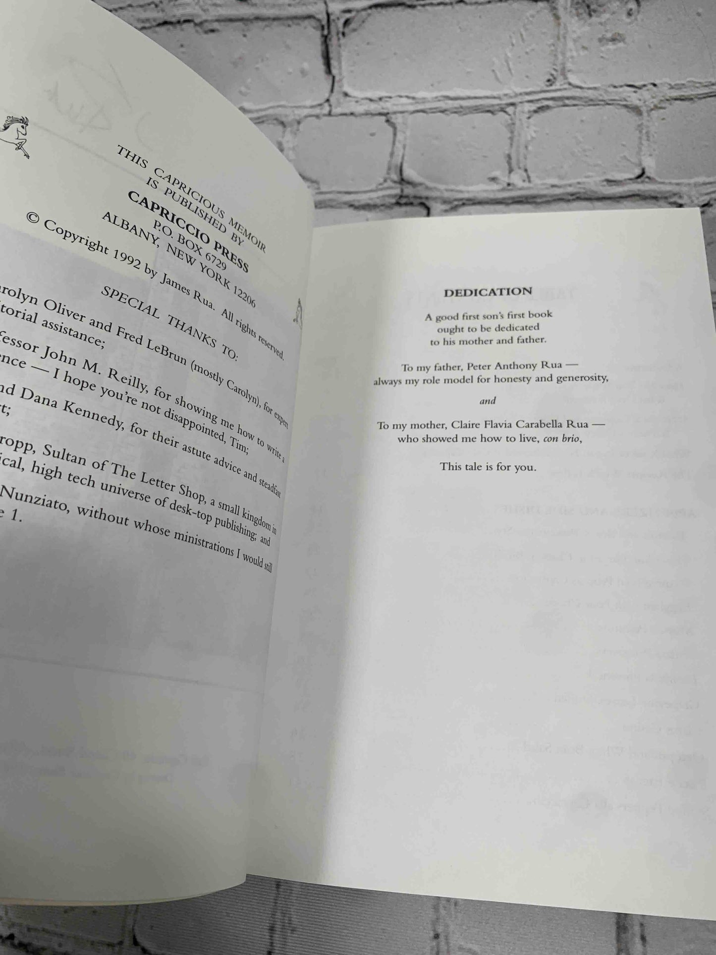 Cafe Capriccio: A Culinary Memoir (Signed)