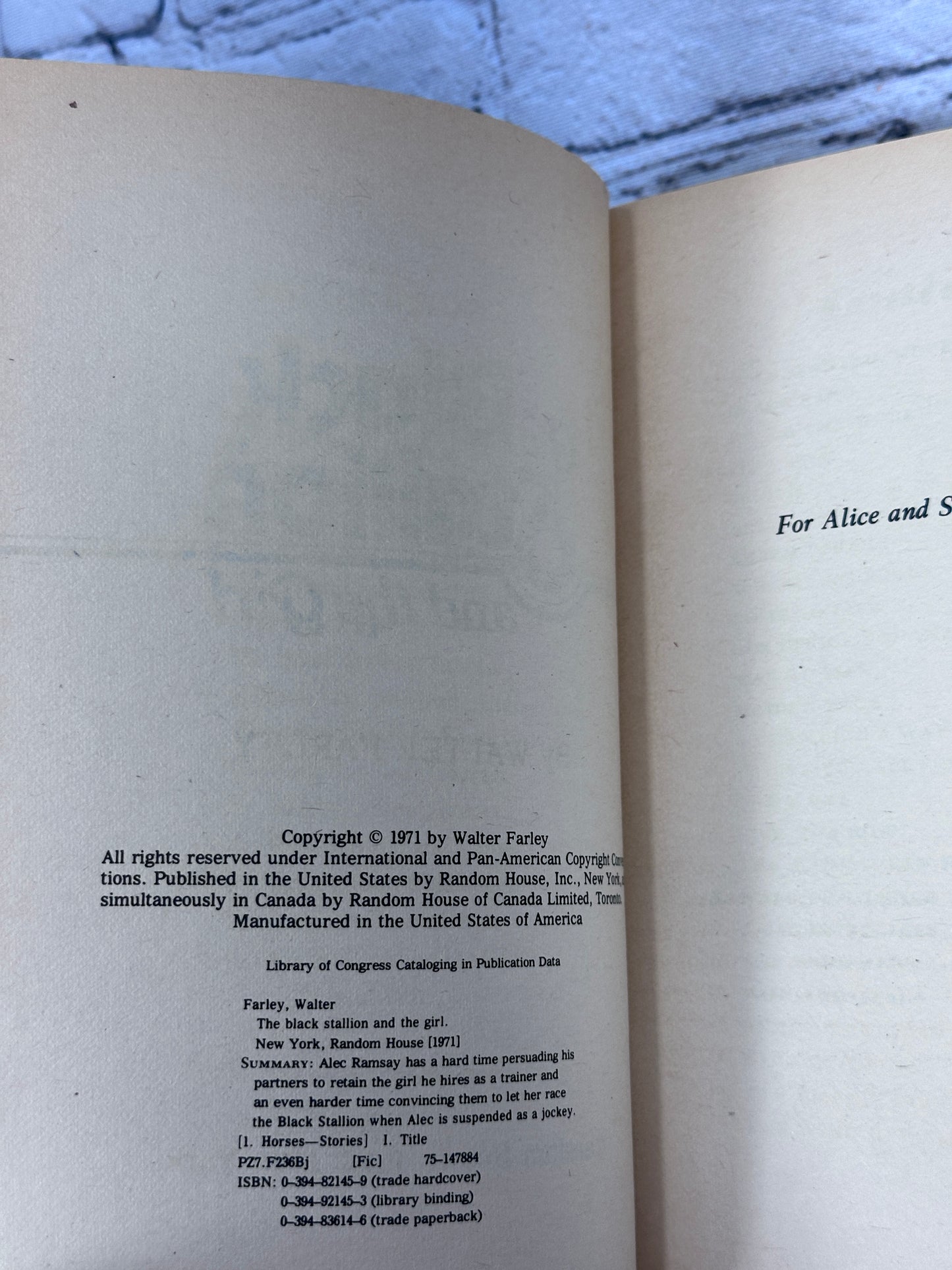 The Black Stallion and the Girl by Walter Farley [Random House · 1971]