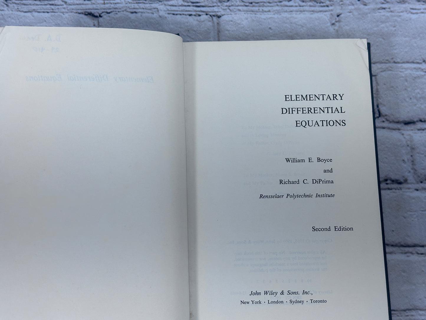 Elementary Differential Equations, William Boyce & Richard DiPrima [2nd Edition]